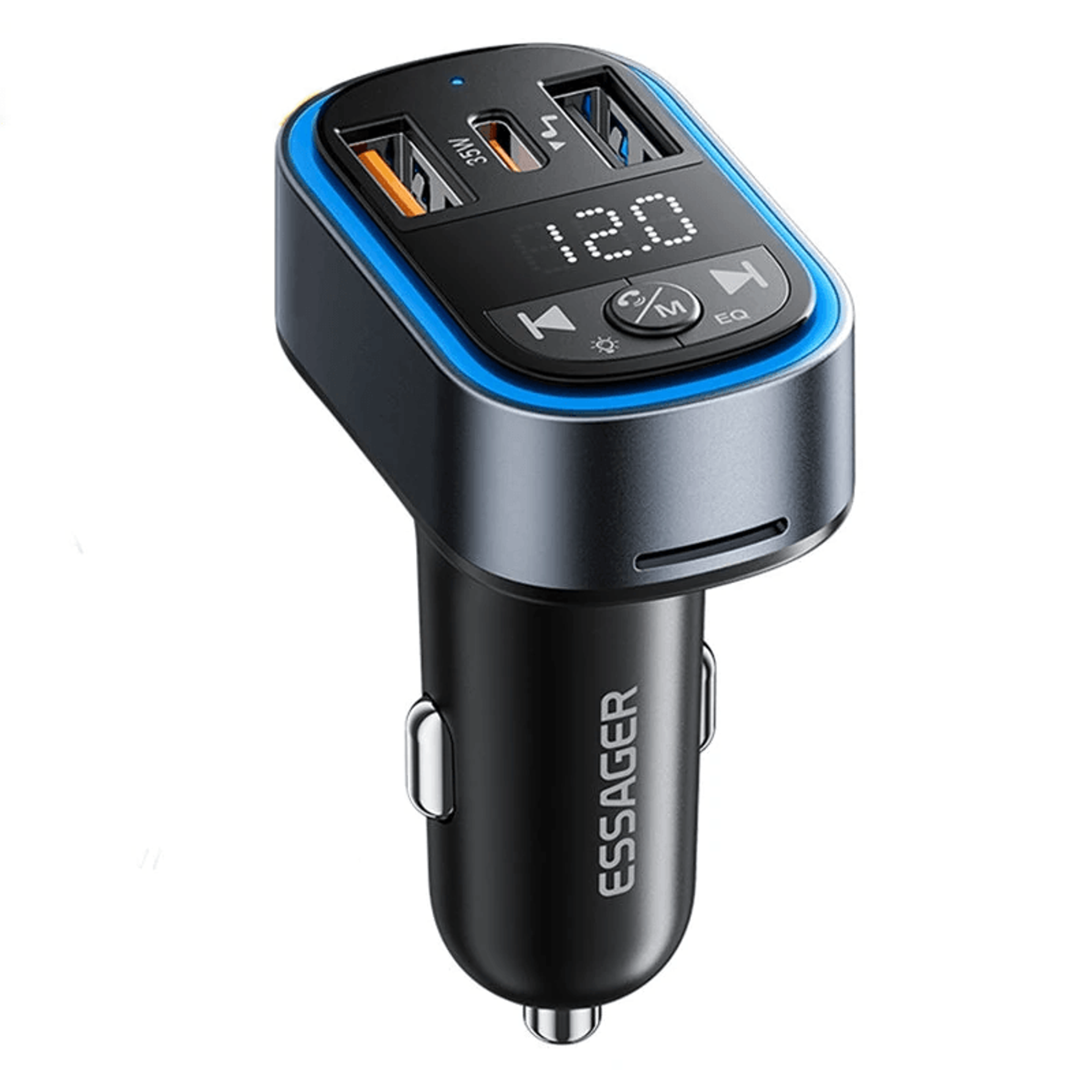 bluetooth fm transmitter with usb c fast charging and hands free calling