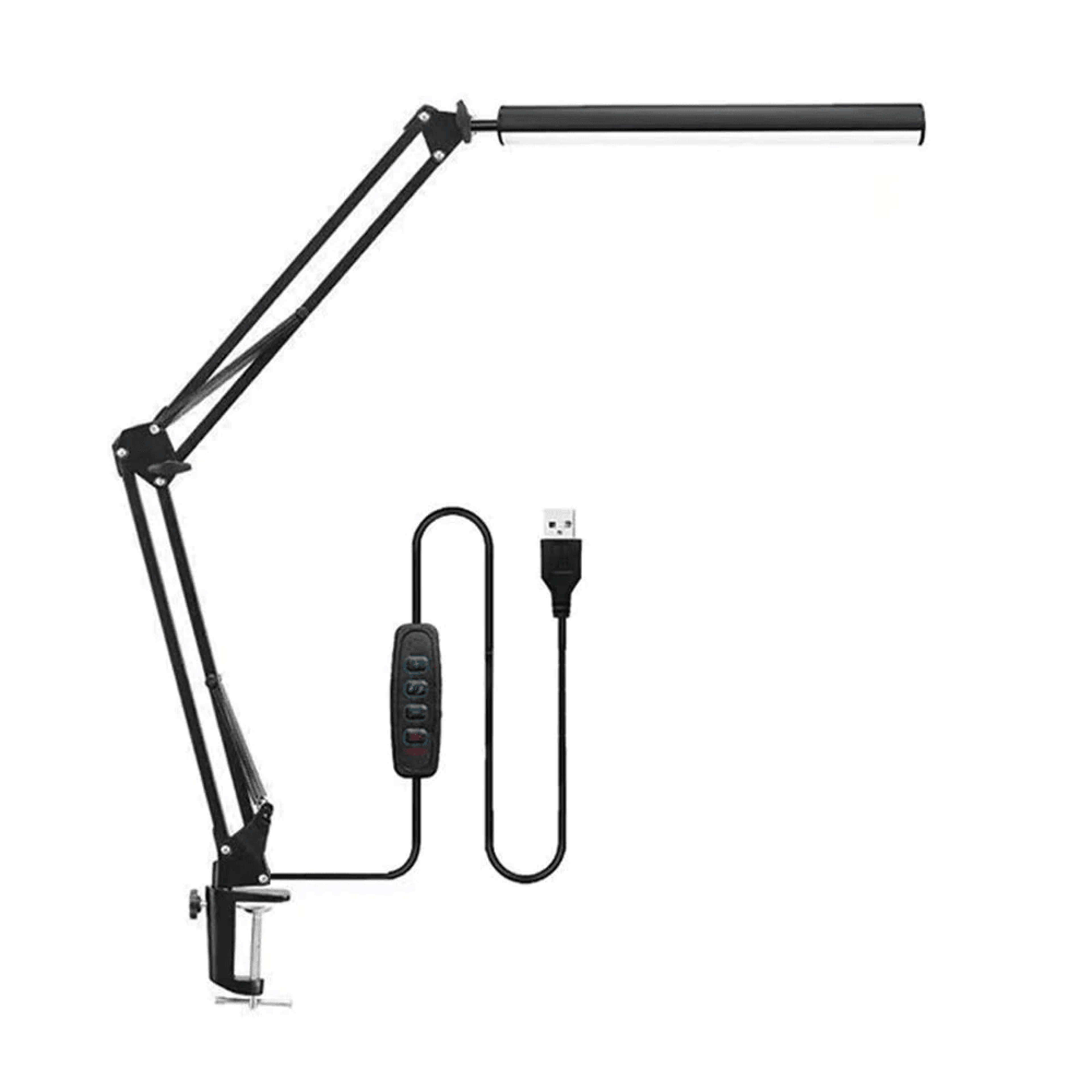led clamp desk lamp with adjustable swing arm brightness levels and color modes