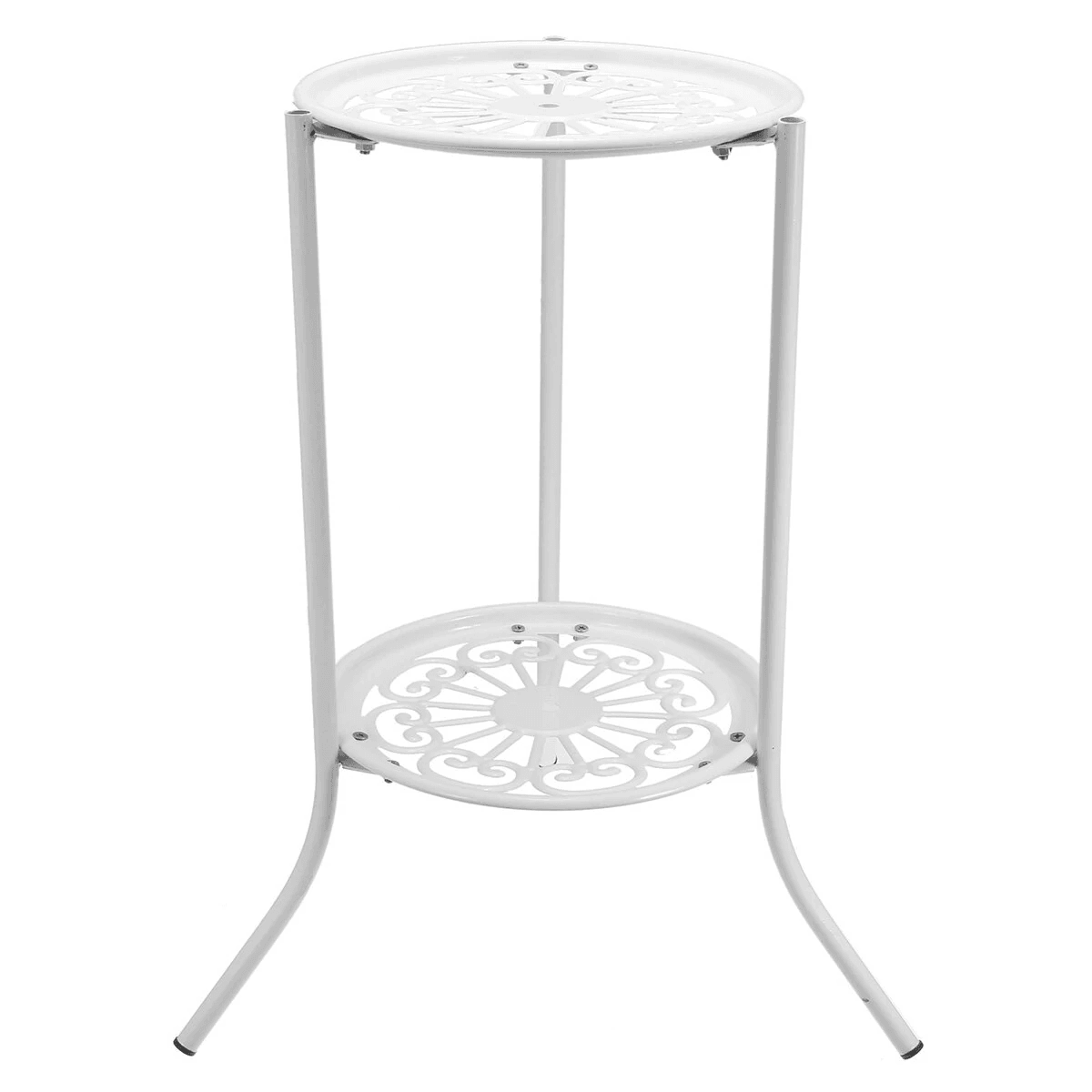 white metal plant shelf display rack for home and garden decor