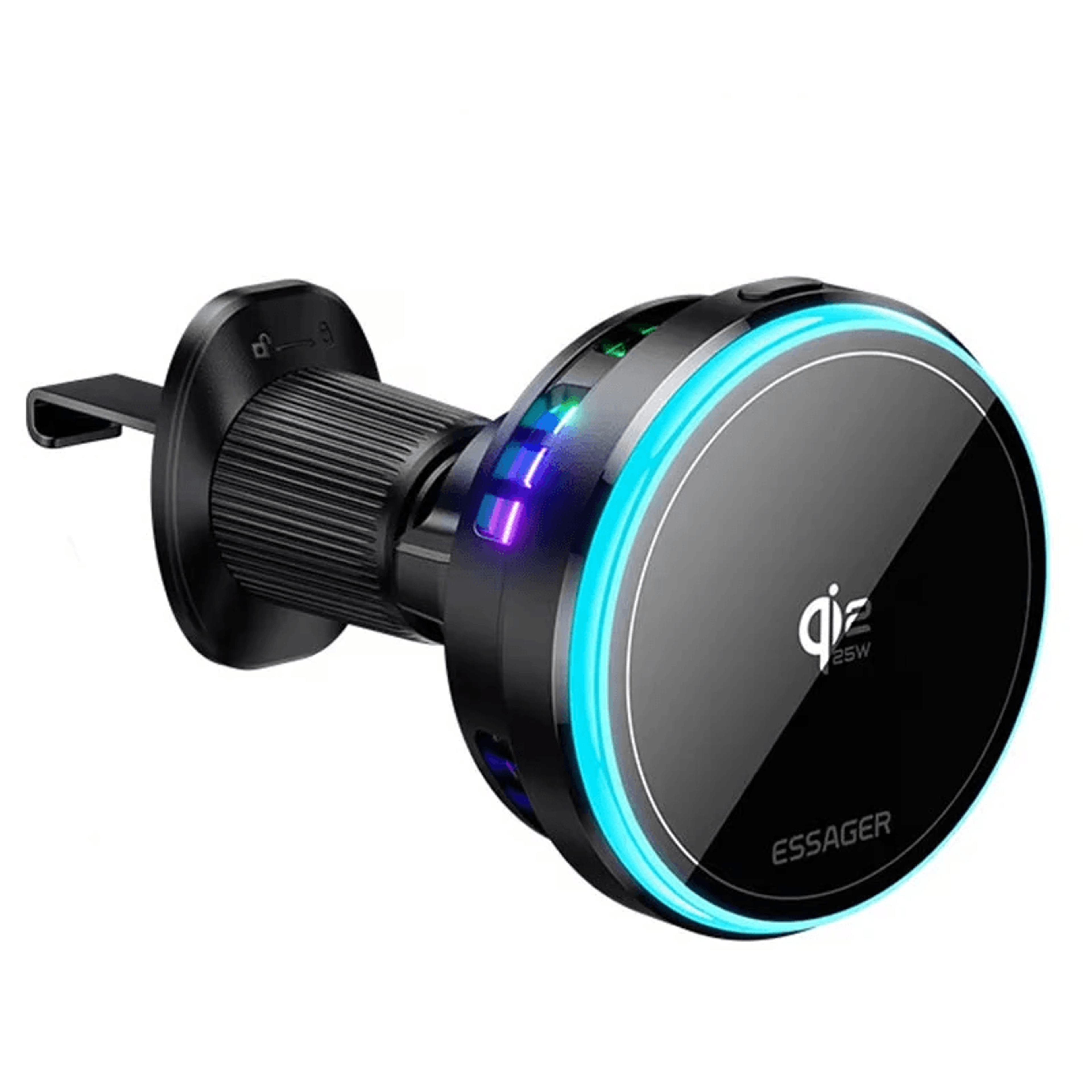 magnetic wireless car charger stand with fast charging and rgb lighting