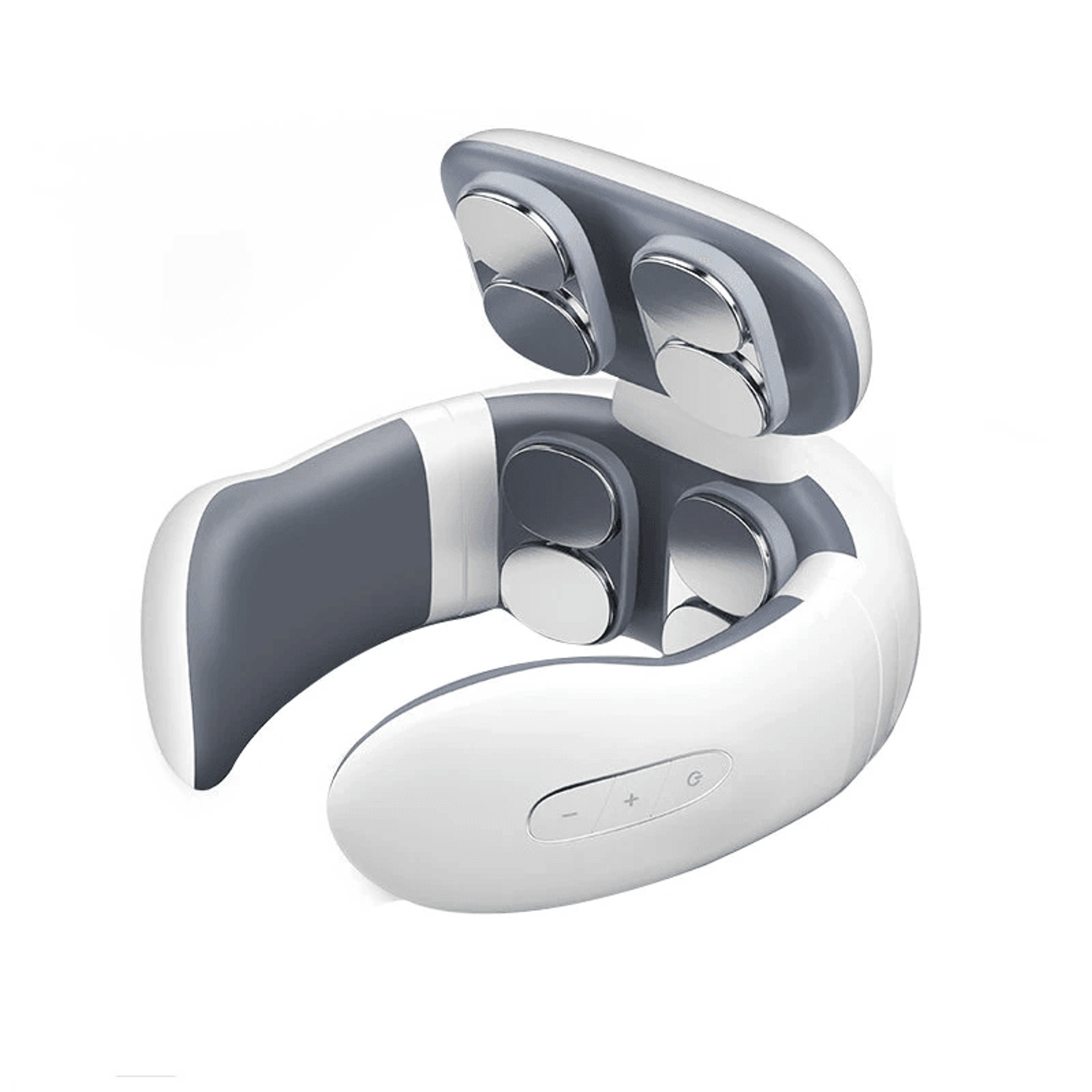 usb rechargeable white neck massager with intensity levels