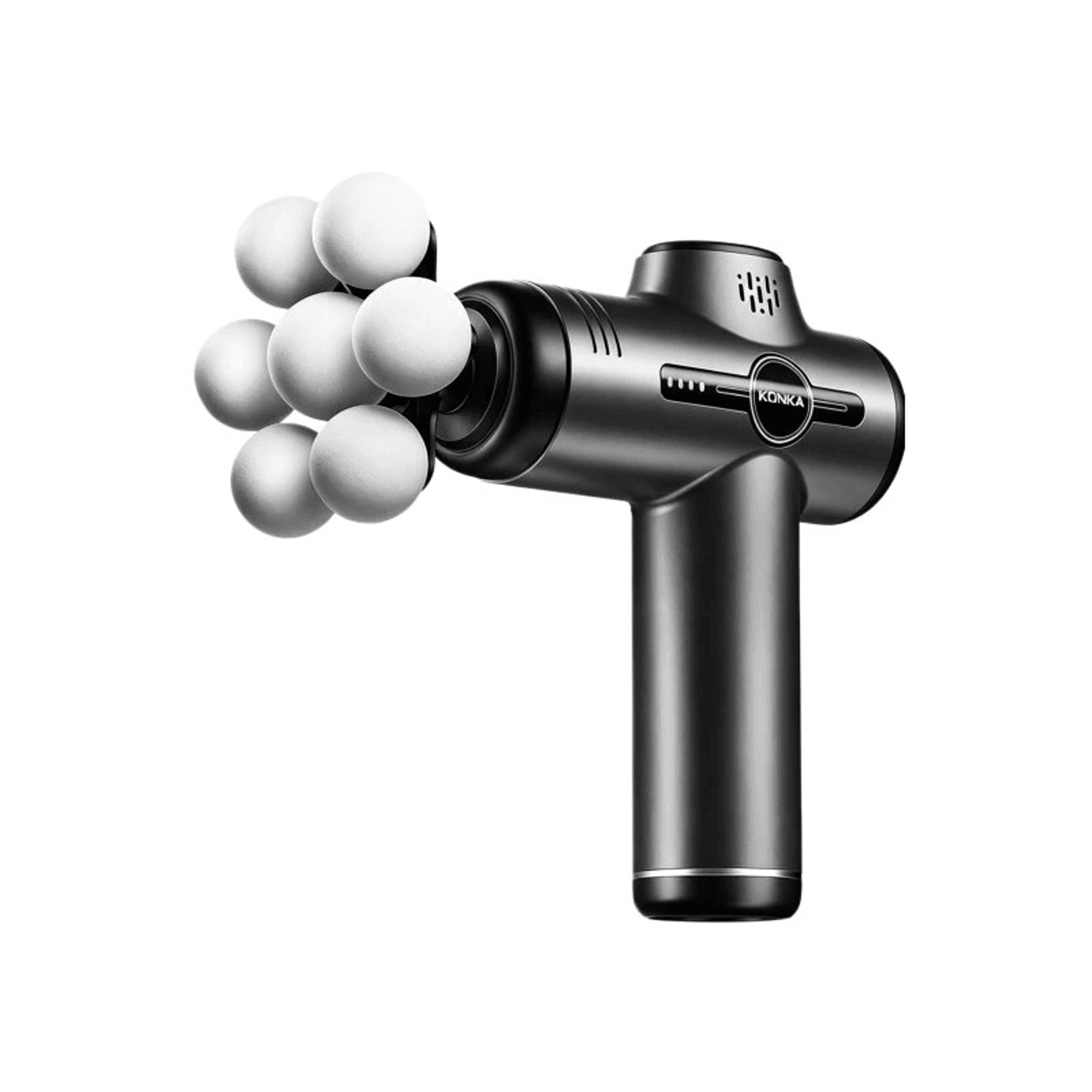 professional massage gun with heads and lcd display grey