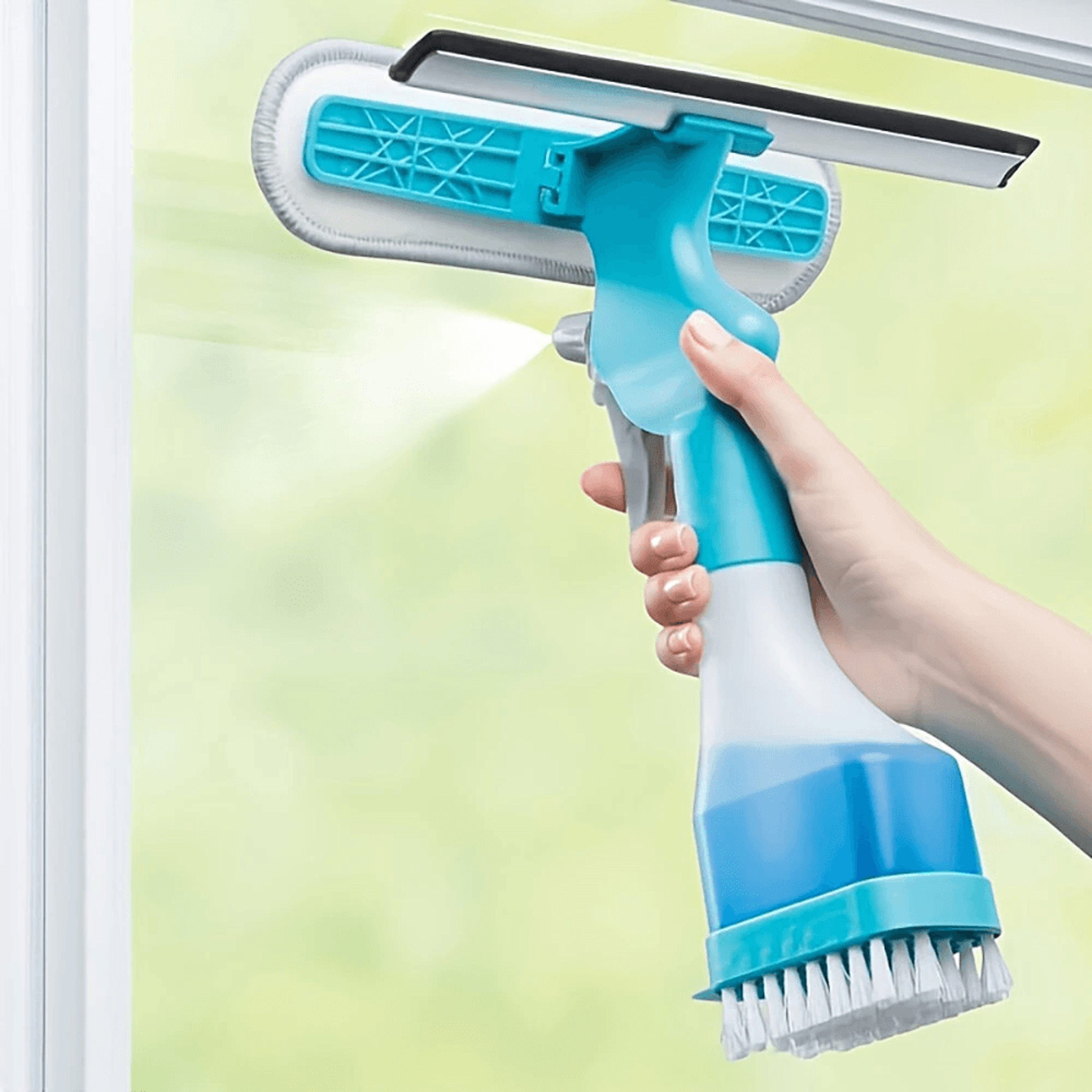 green multifunctional window cleaner and glass cleaning brush