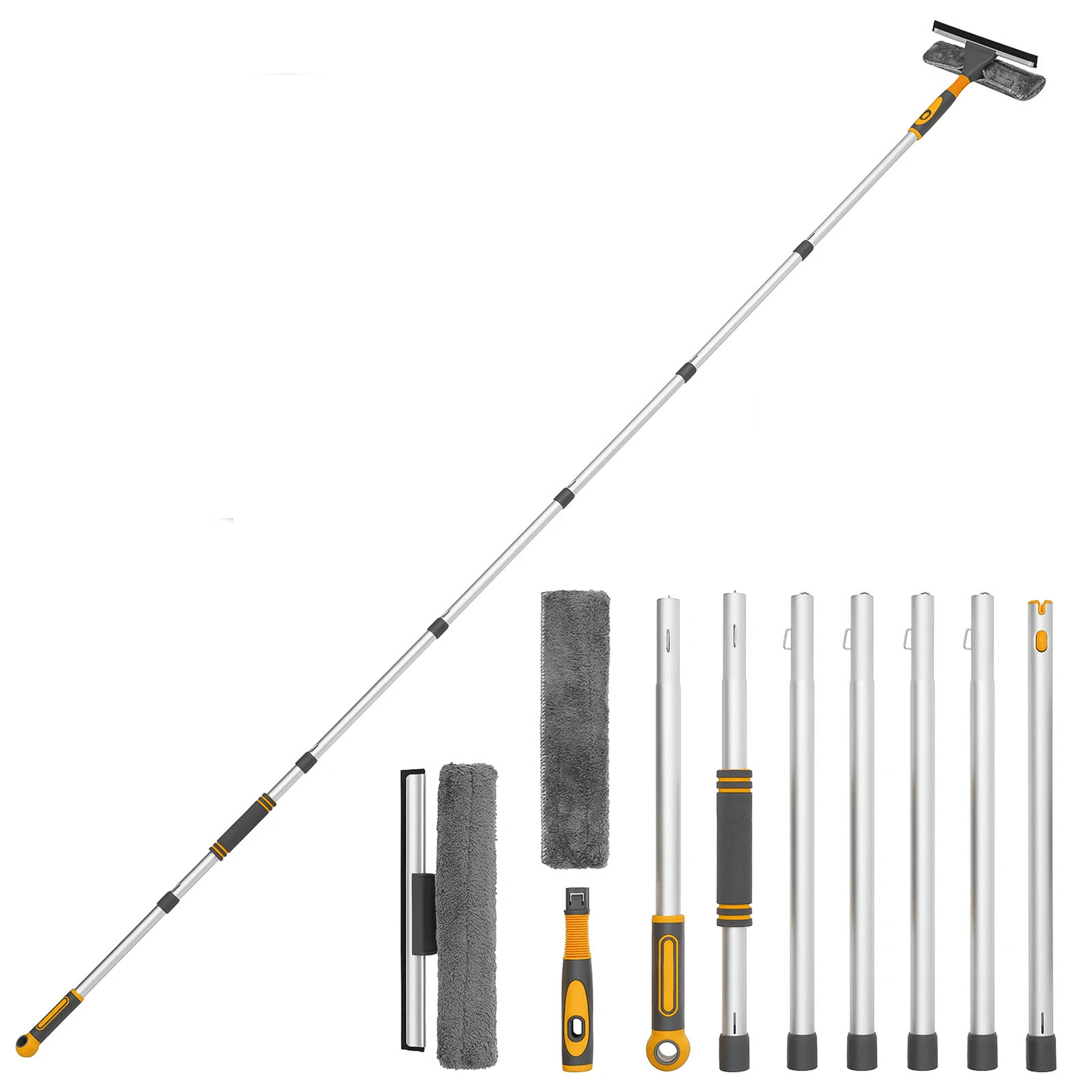 telescopic window squeegee cleaner with extension pole and bendable head