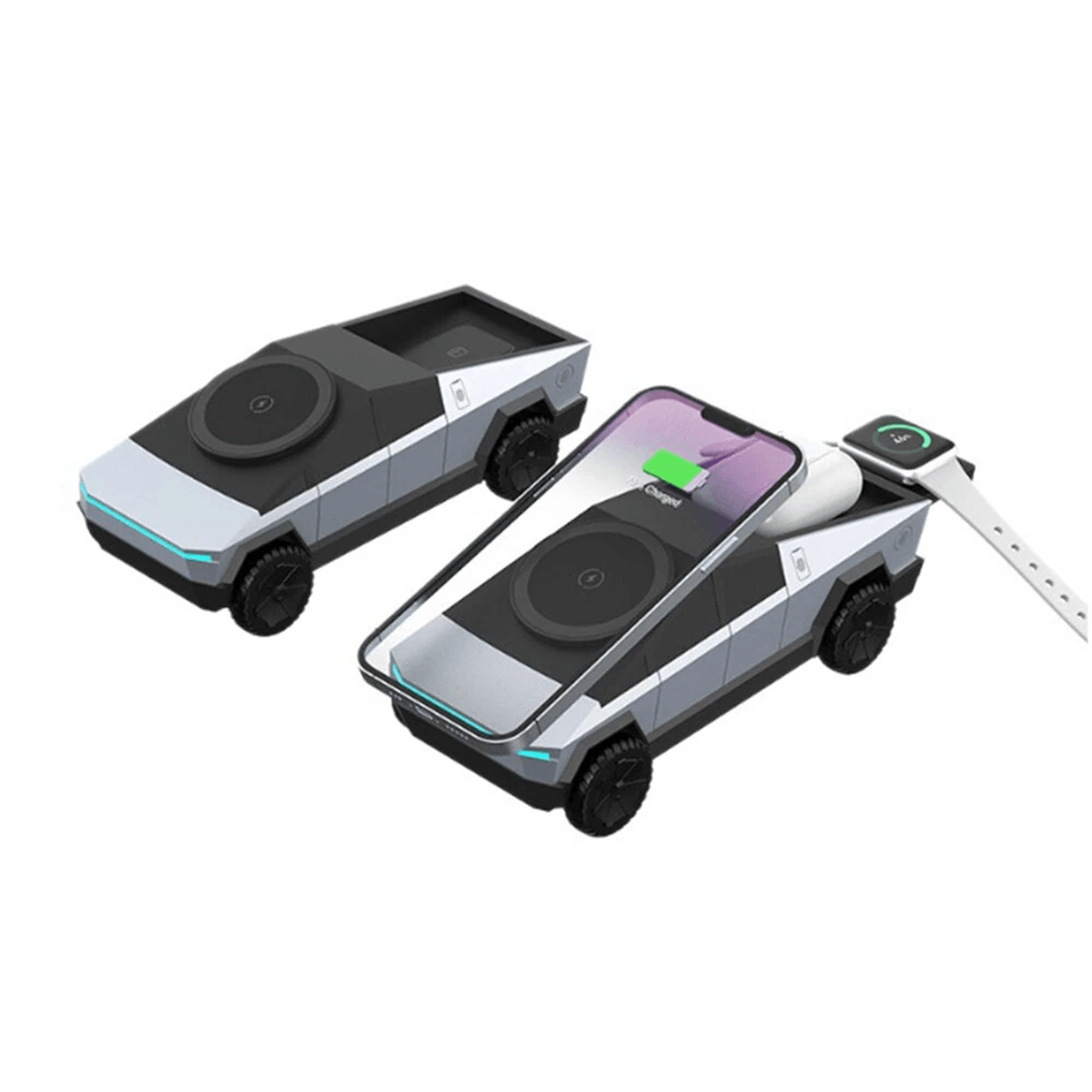 wireless charging station with motorized rotating phone stand