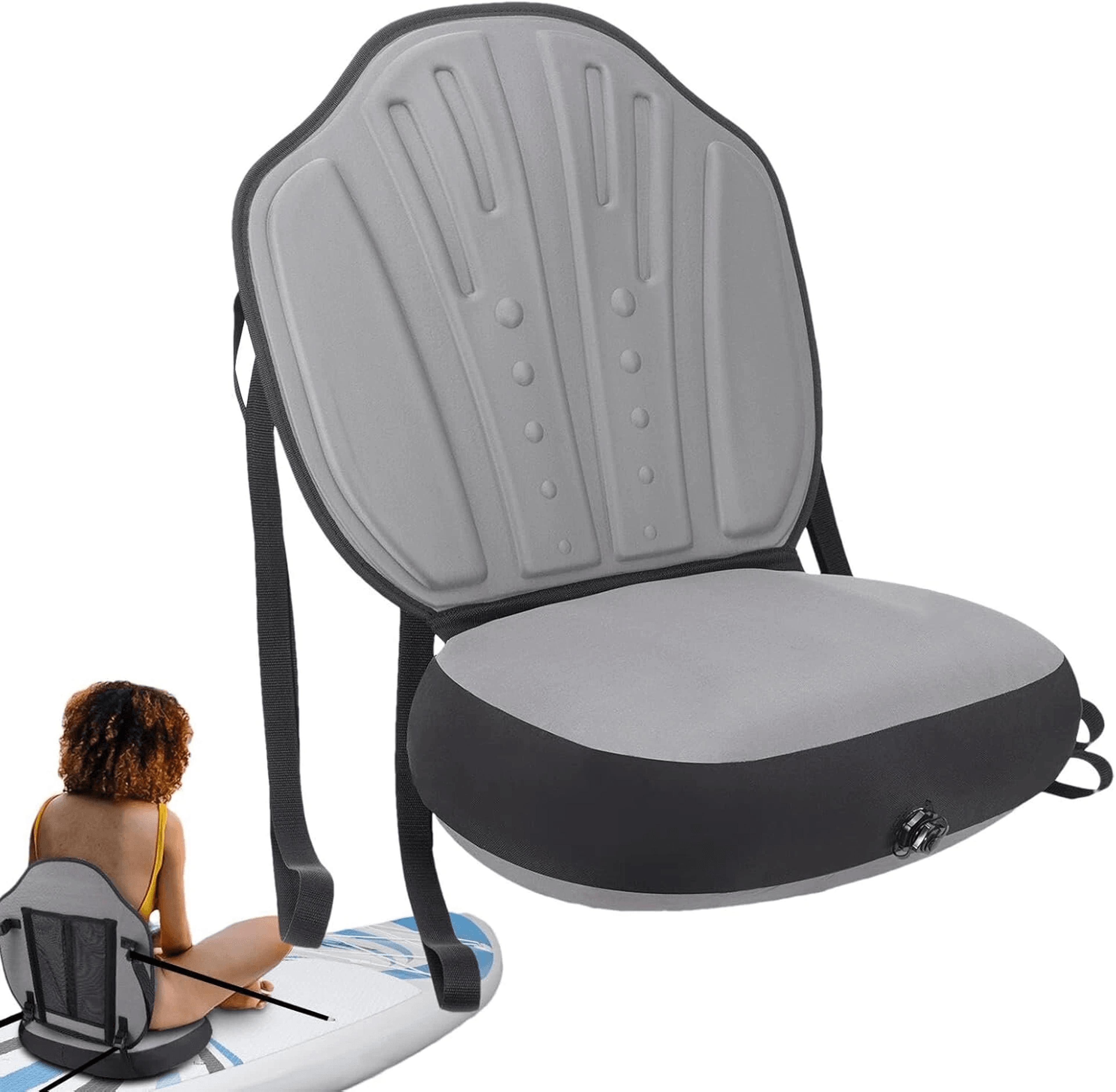 detachable inflatable kayak seat with adjustable straps and back support