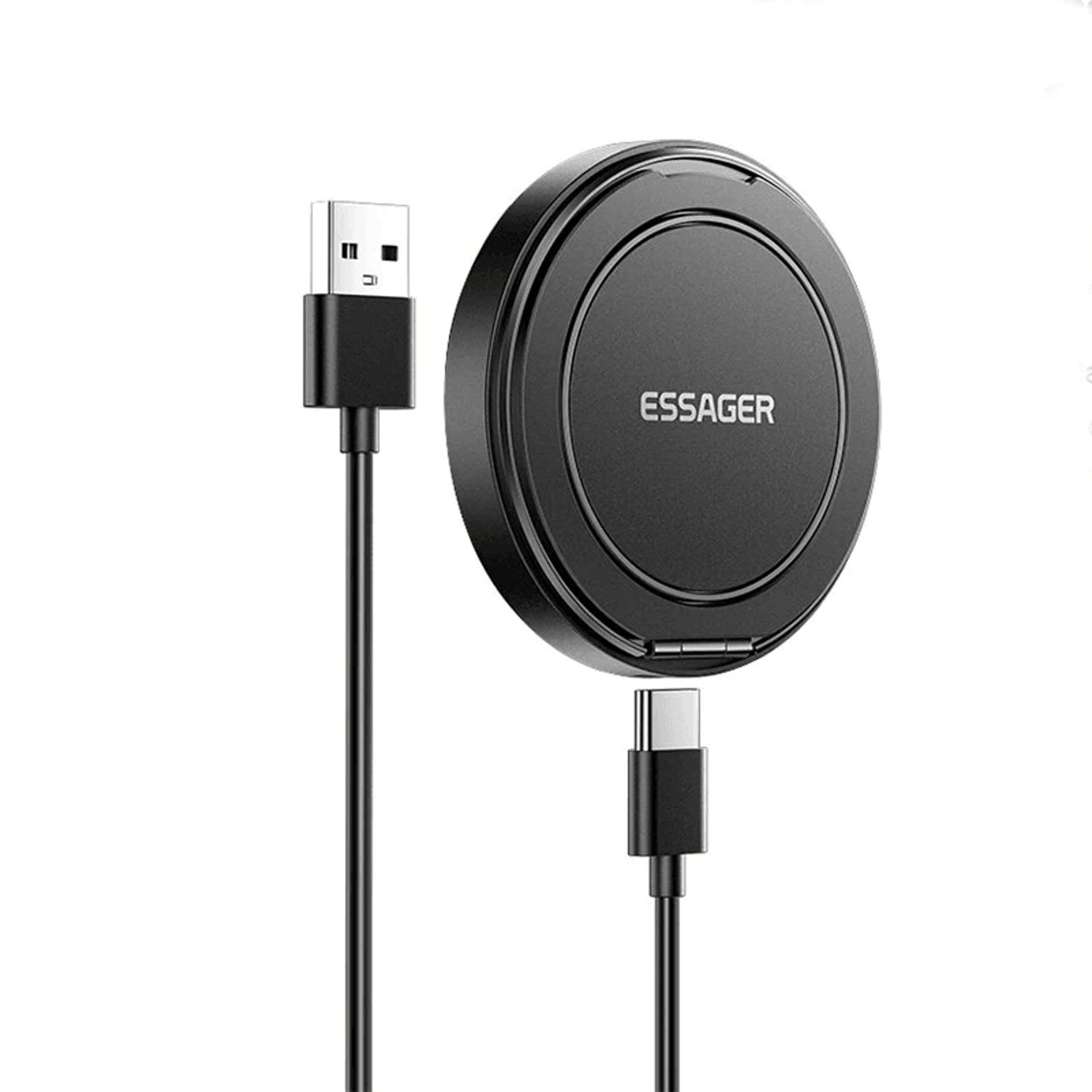 magnetic wireless charger with rotating stand and usb c input