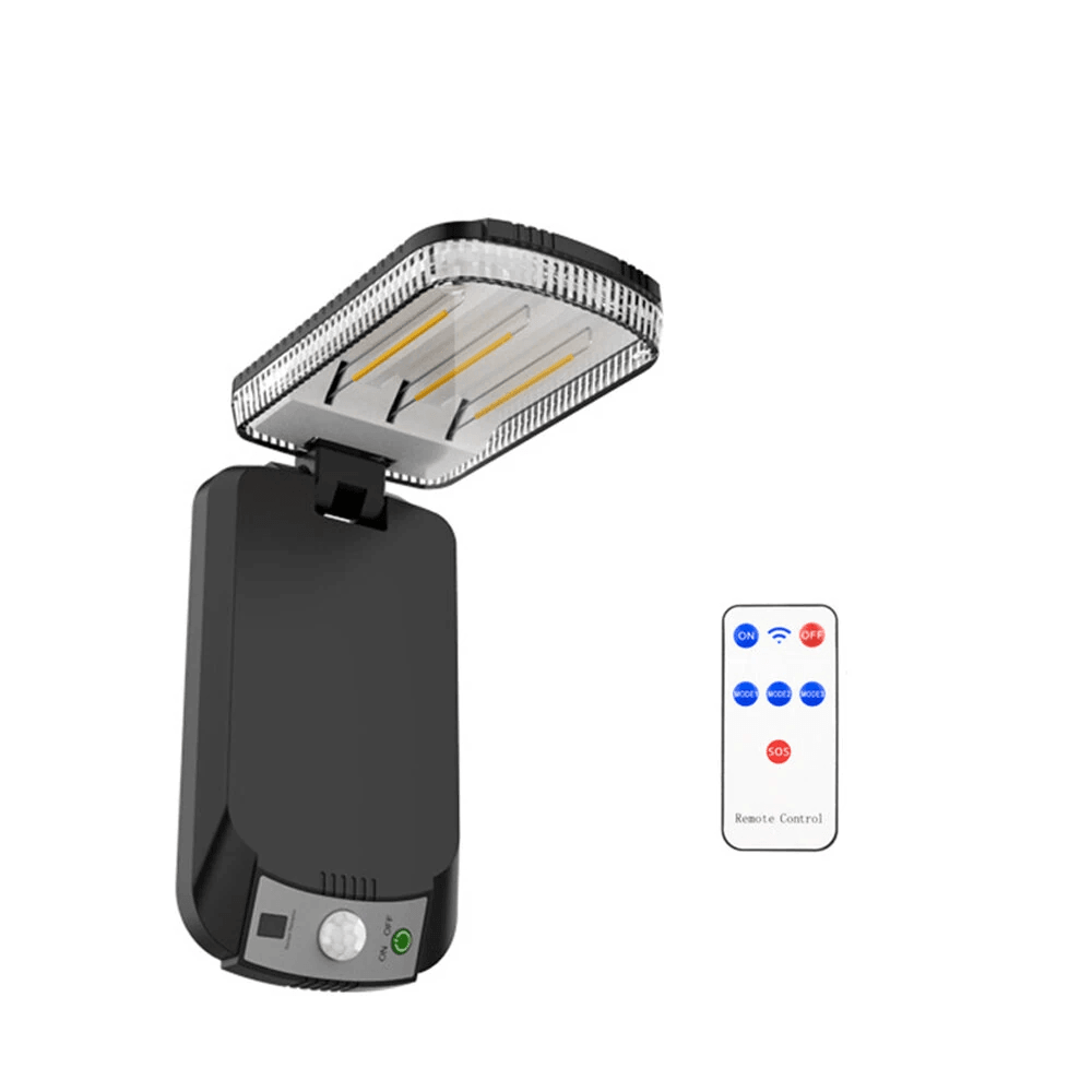 solar outdoor wall light with lighting modes warm light and motion sensing