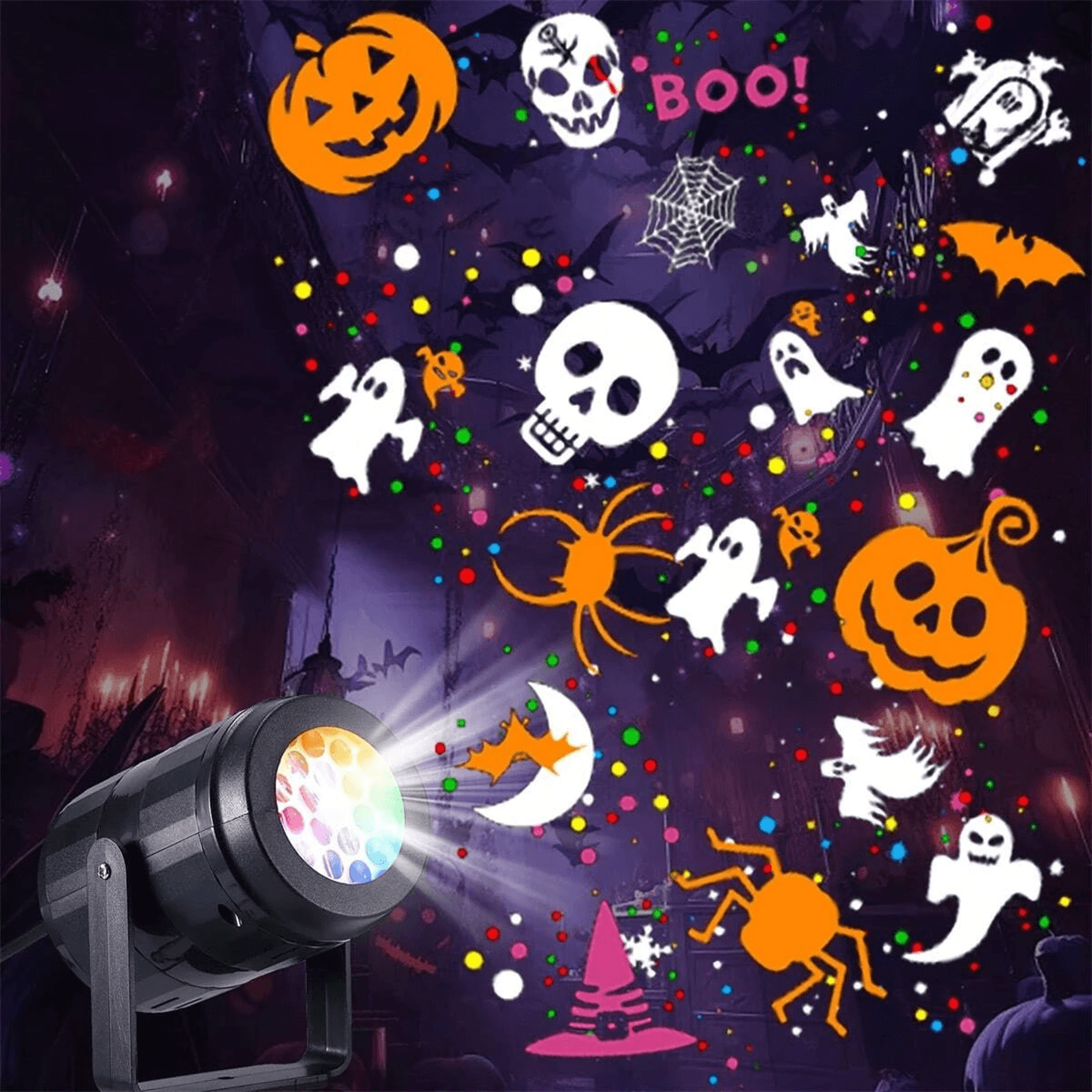 halloween projection lamp with led patterns