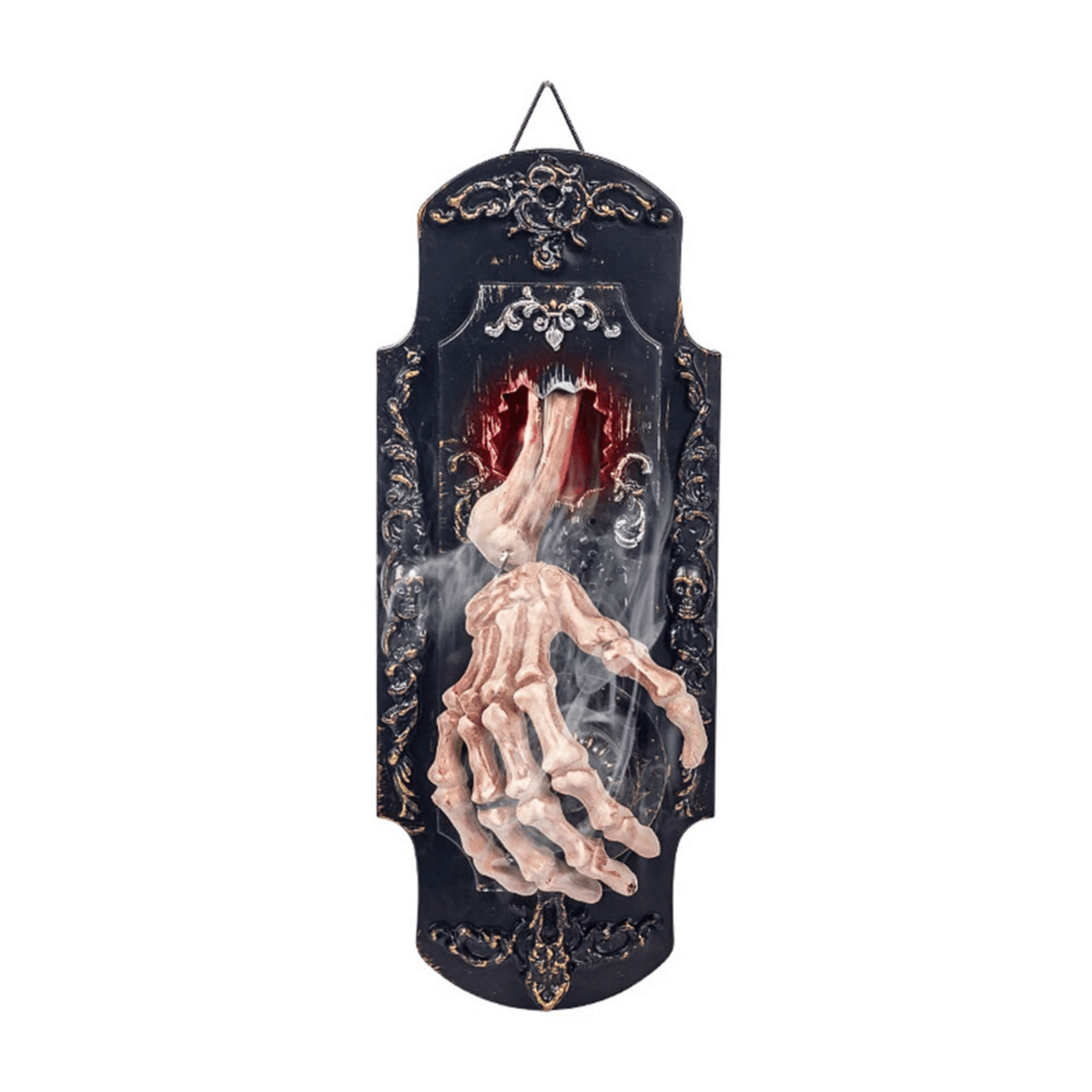 animated halloween skeleton doorbell with motion activated sound light and mist effect
