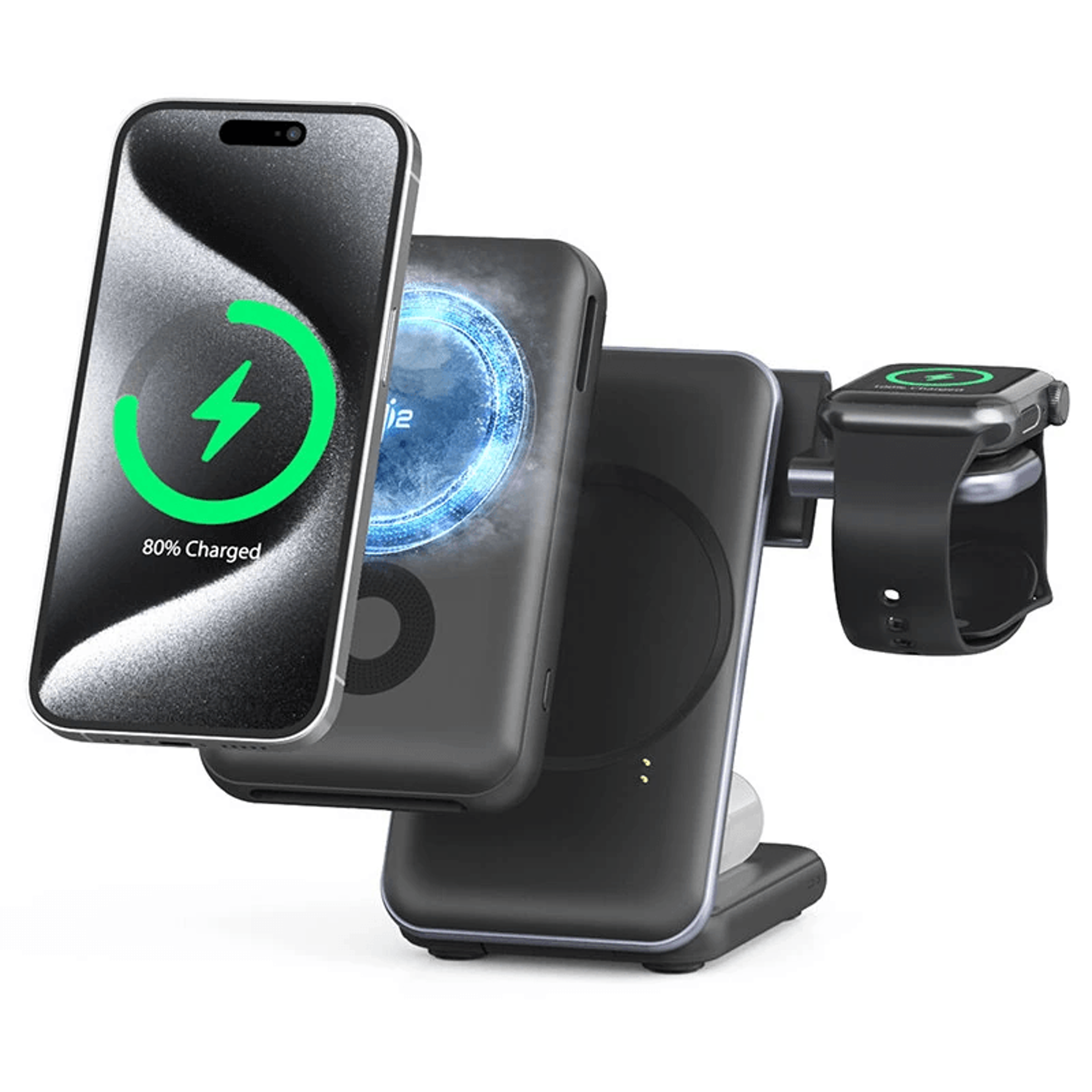 magnetic wireless power bank with wireless charging and foldable stand