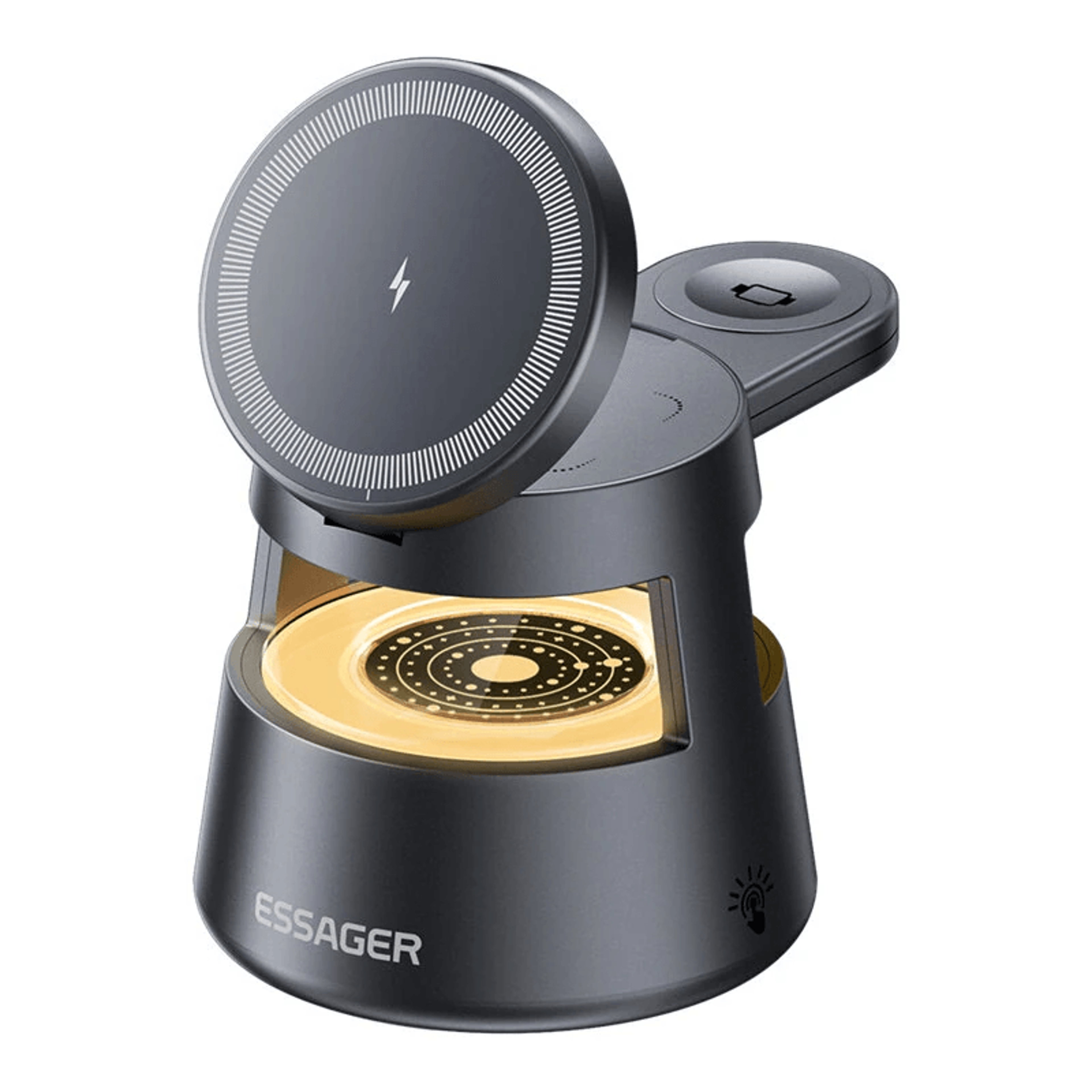 magnetic wireless charging station with adjustable night light