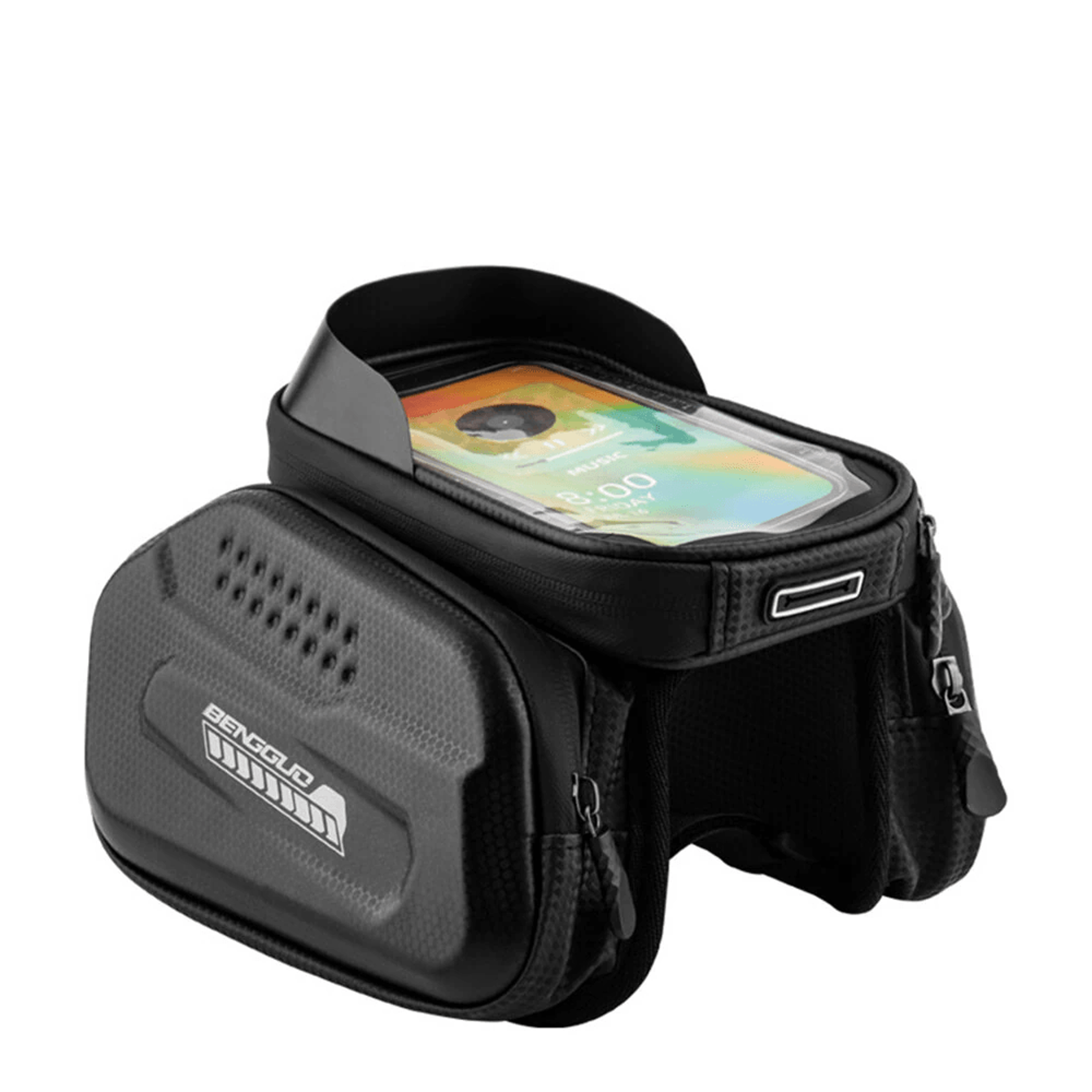 bike top tube phone bag with touchscreen holder and reflective rainproof design