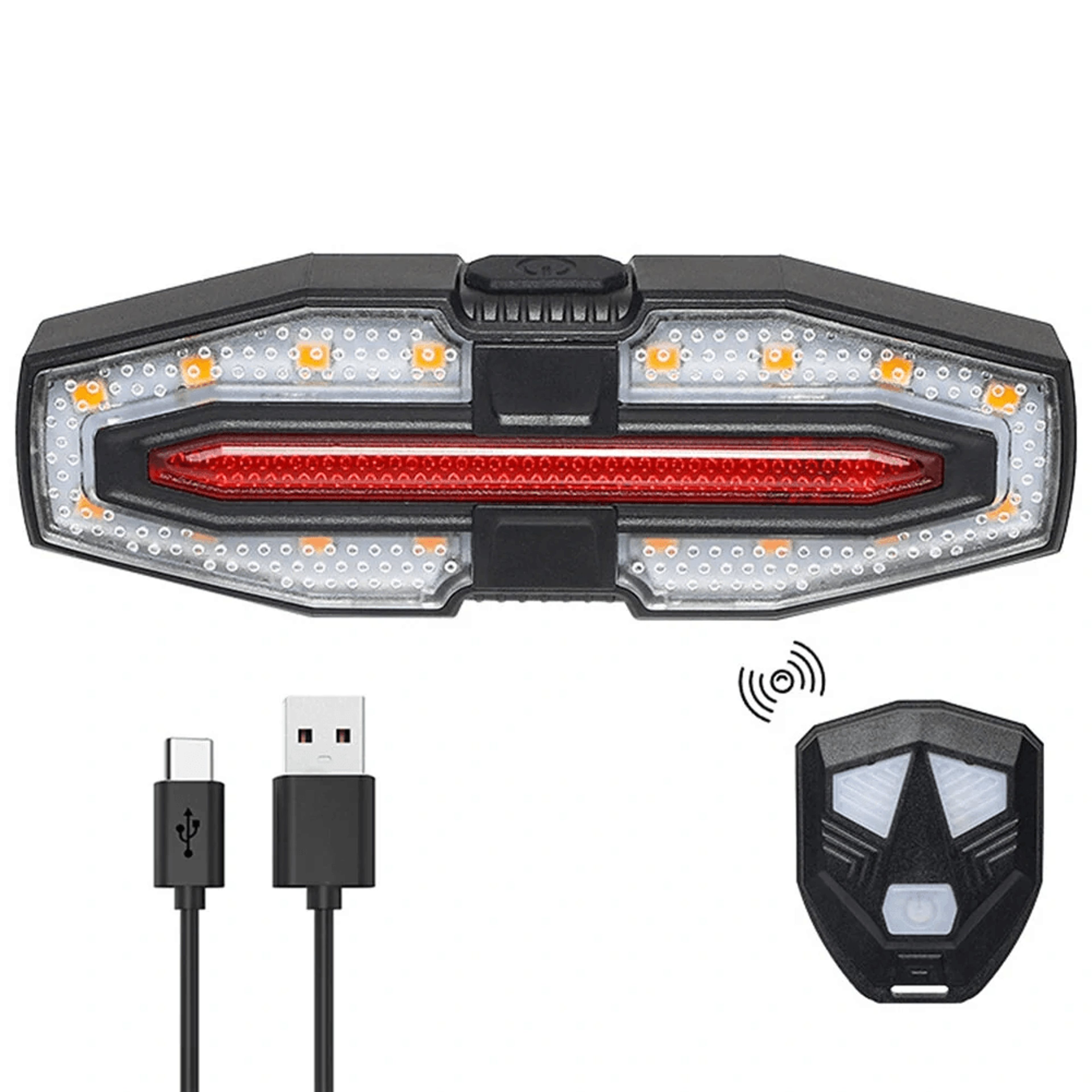 usb rechargeable bike taillight with wireless remote turn signals