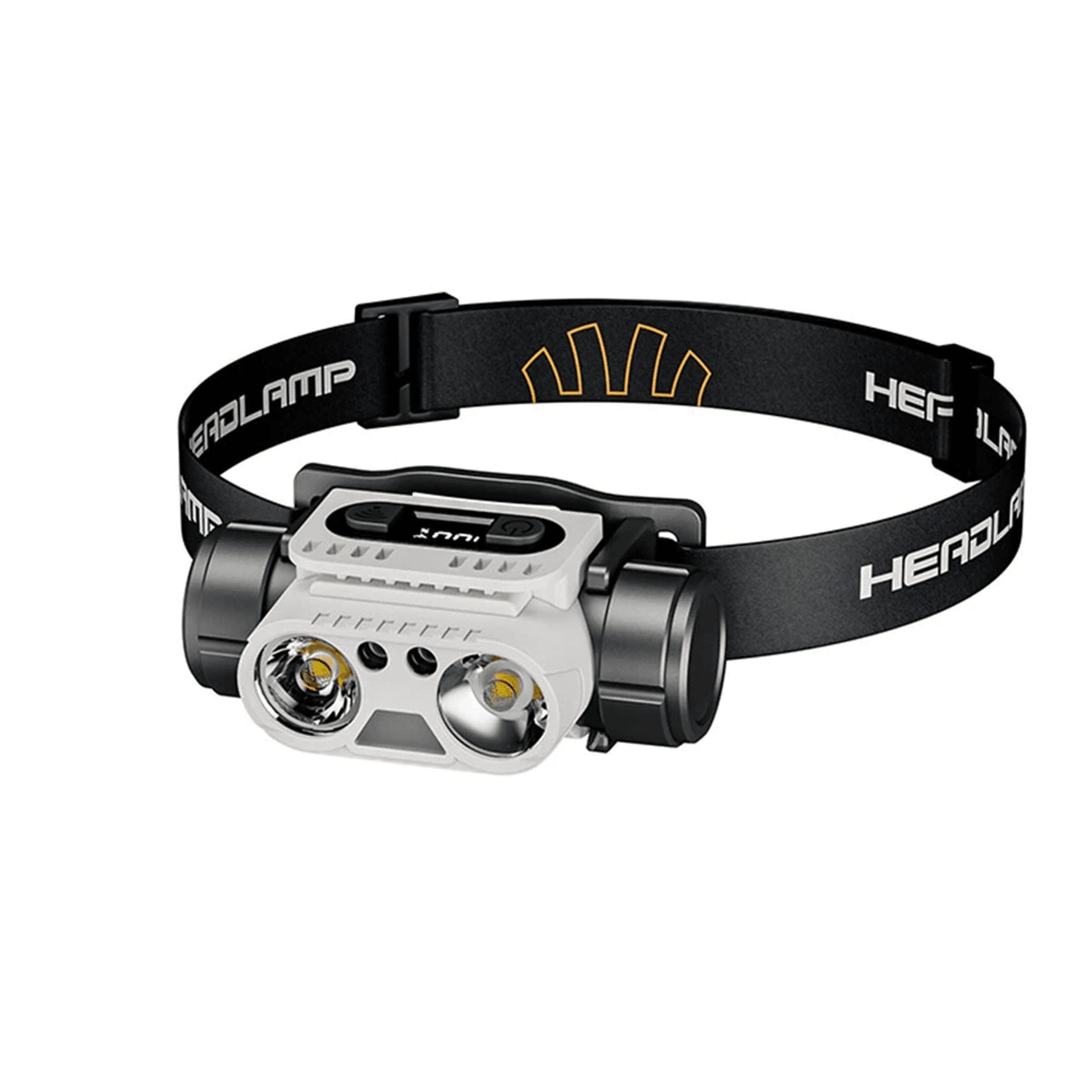 lumen rechargeable led headlamp with motion sensor and adjustable head strap