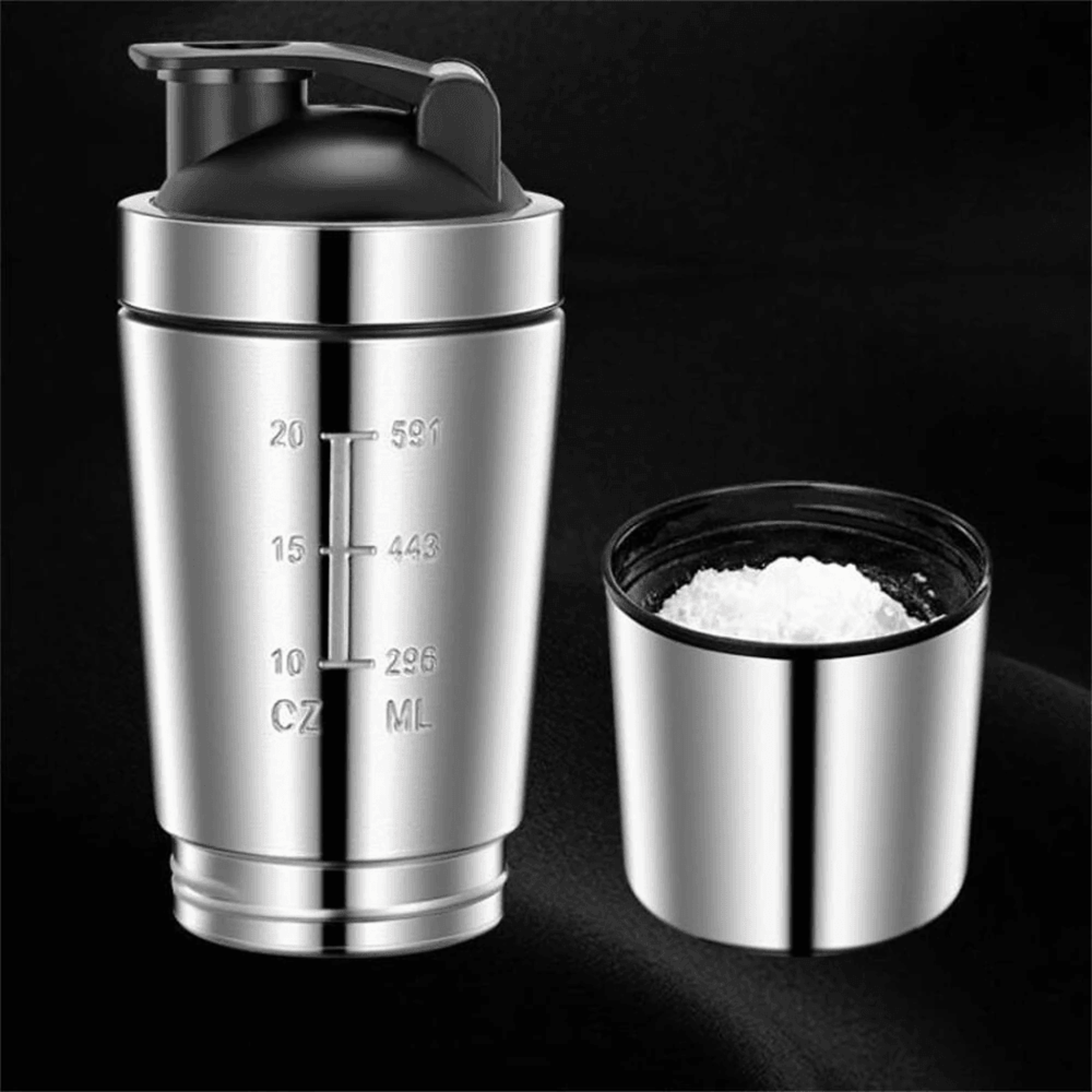 stainless steel protein shaker cup with plus capacity