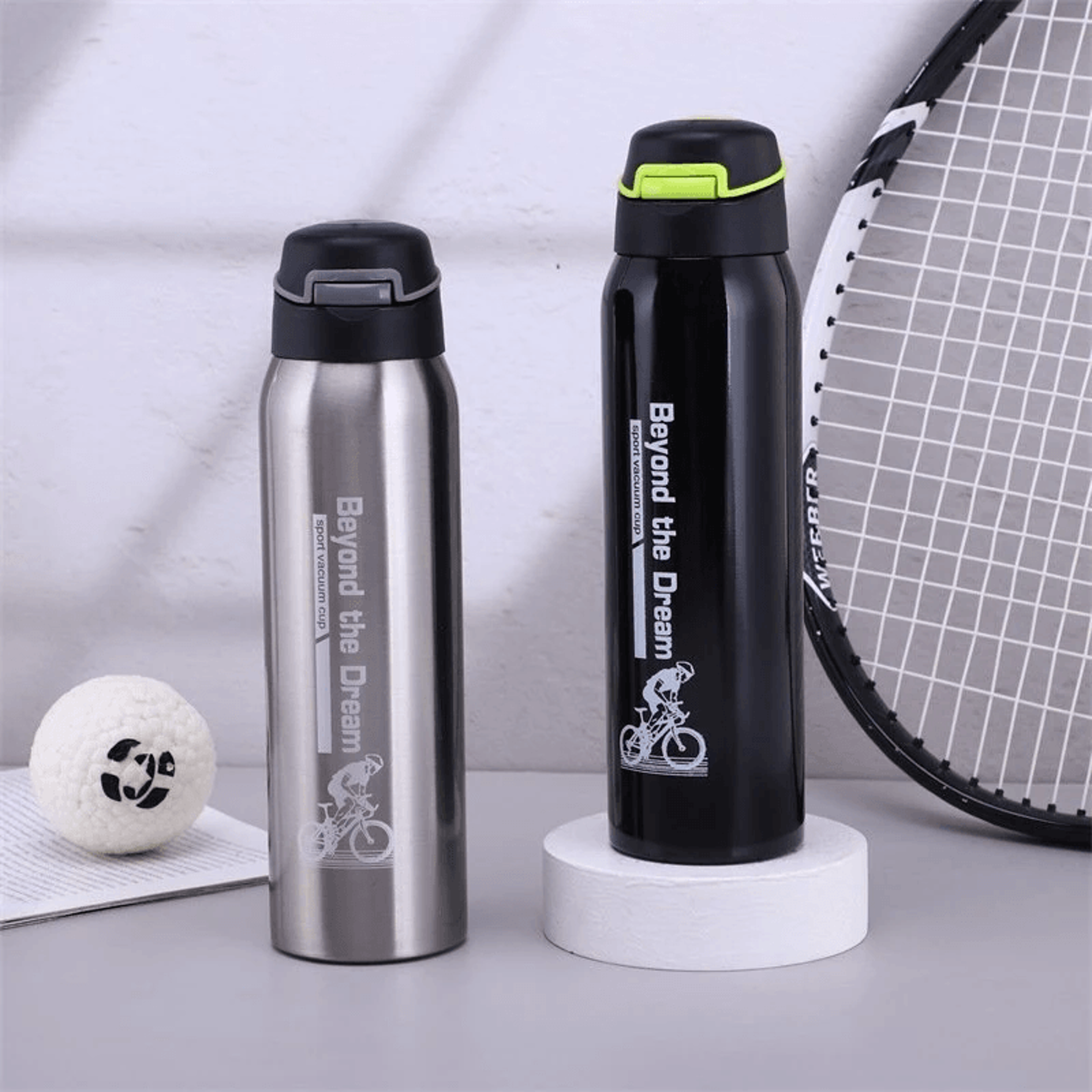 insulated stainless steel cycling water bottle with carry handle