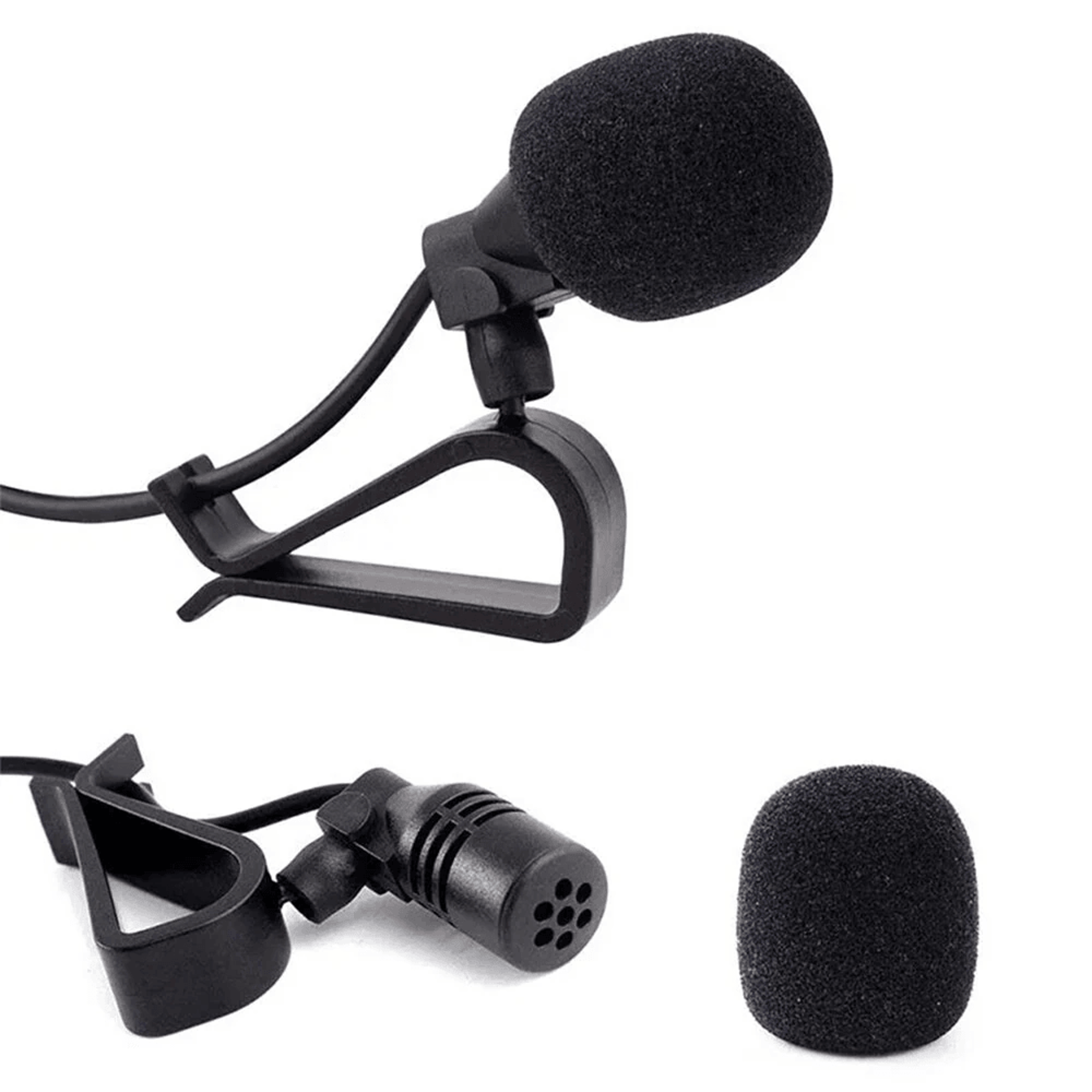 car audio microphone with plug cable and dual mounting options
