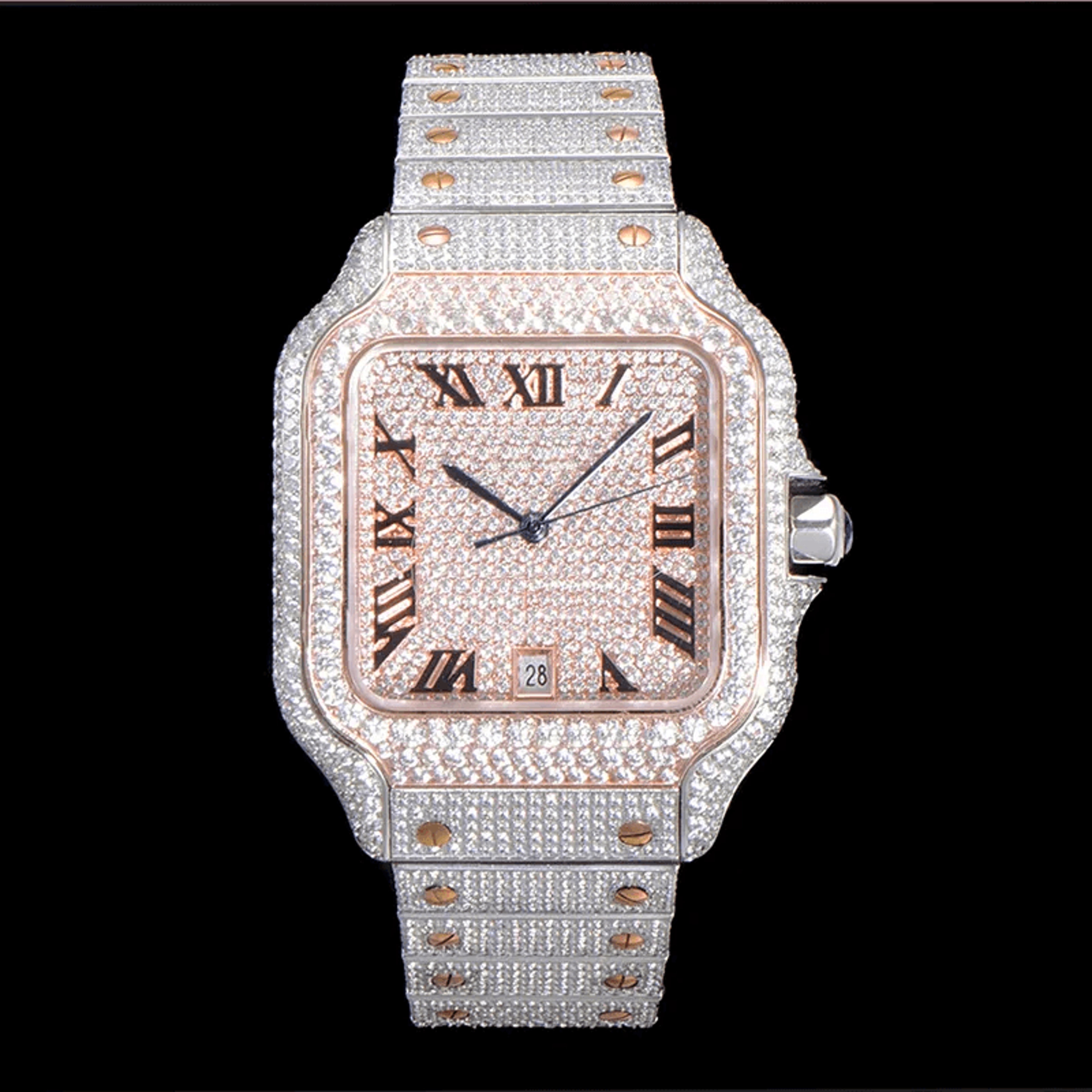 mens automatic mechanical watch with sapphire crystal and stainless steel band