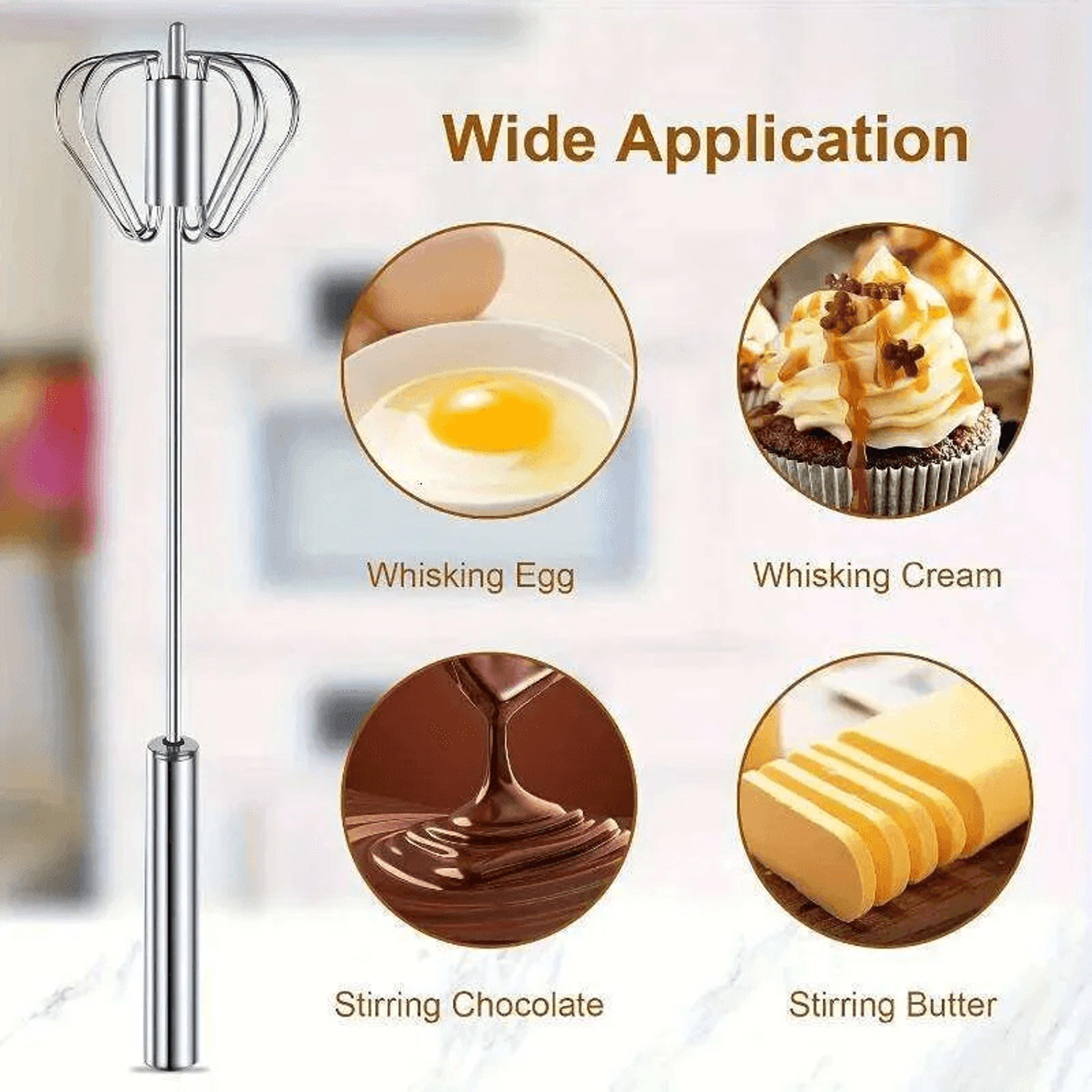 Stainless Steel Semi Automatic Hand Push Egg Beater Whisk For Baking And Mixing 2