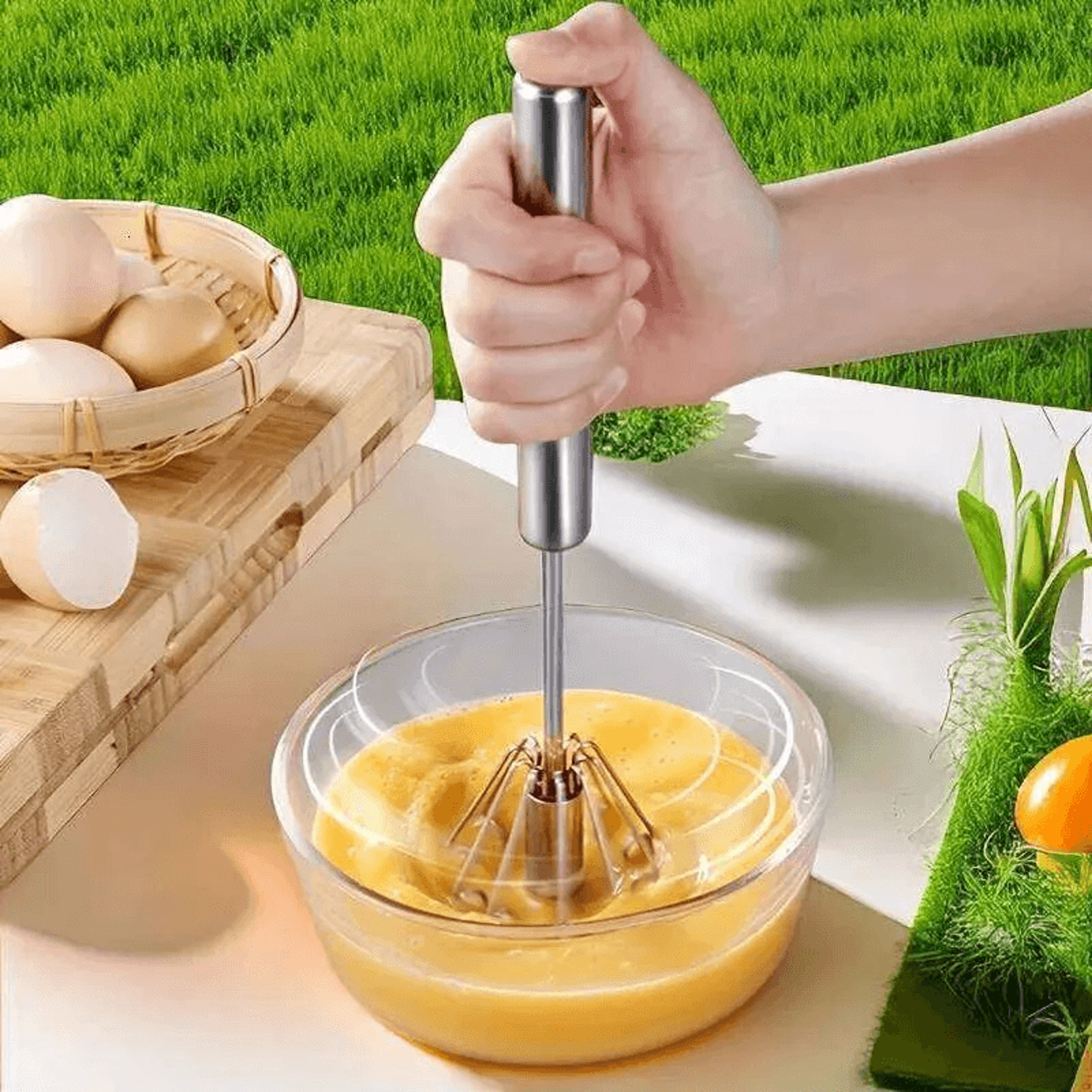 stainless steel semi automatic hand push egg beater whisk for baking and mixing