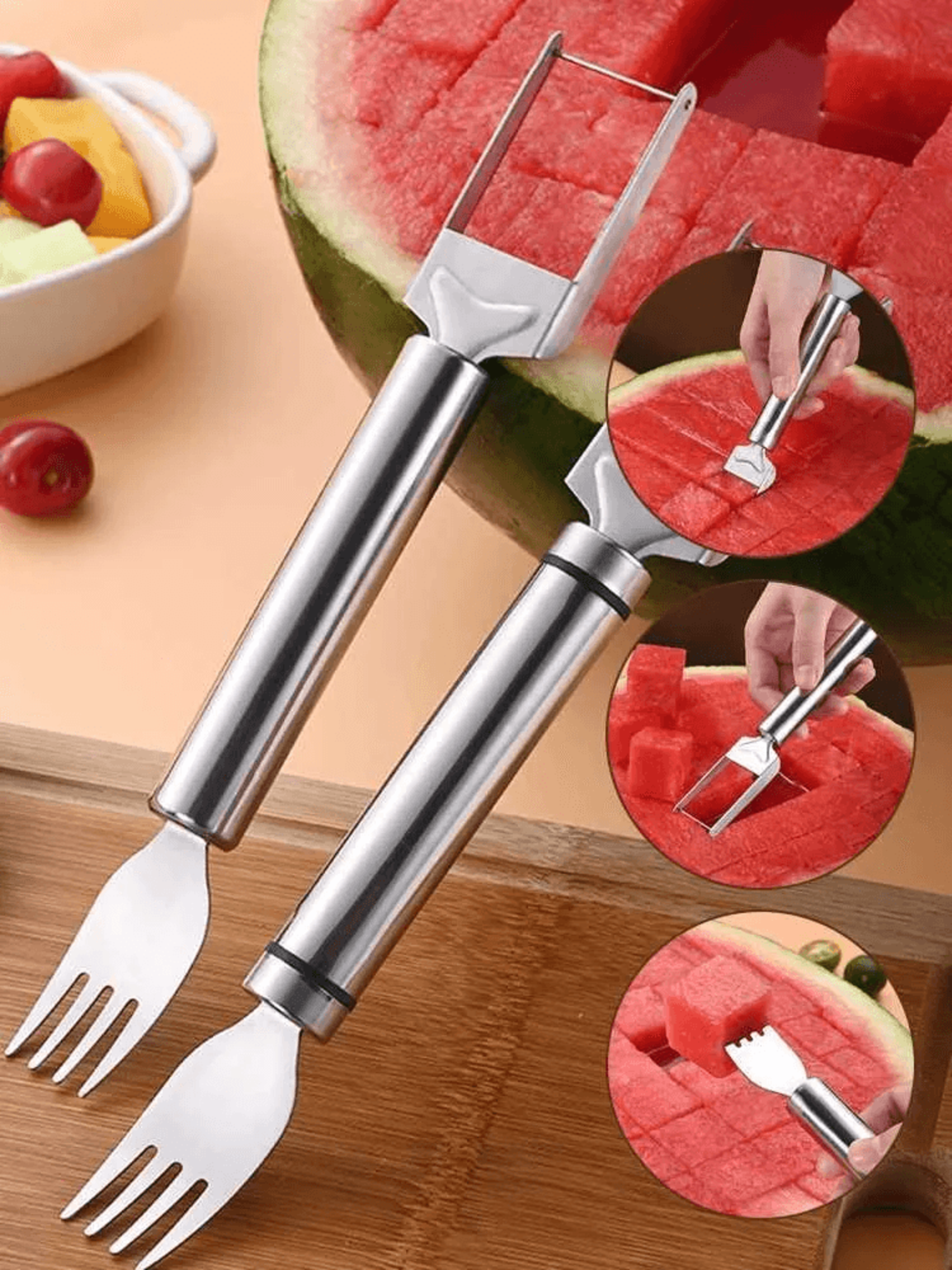 stainless steel windmill watermelon cutter and fruit slicer for salads