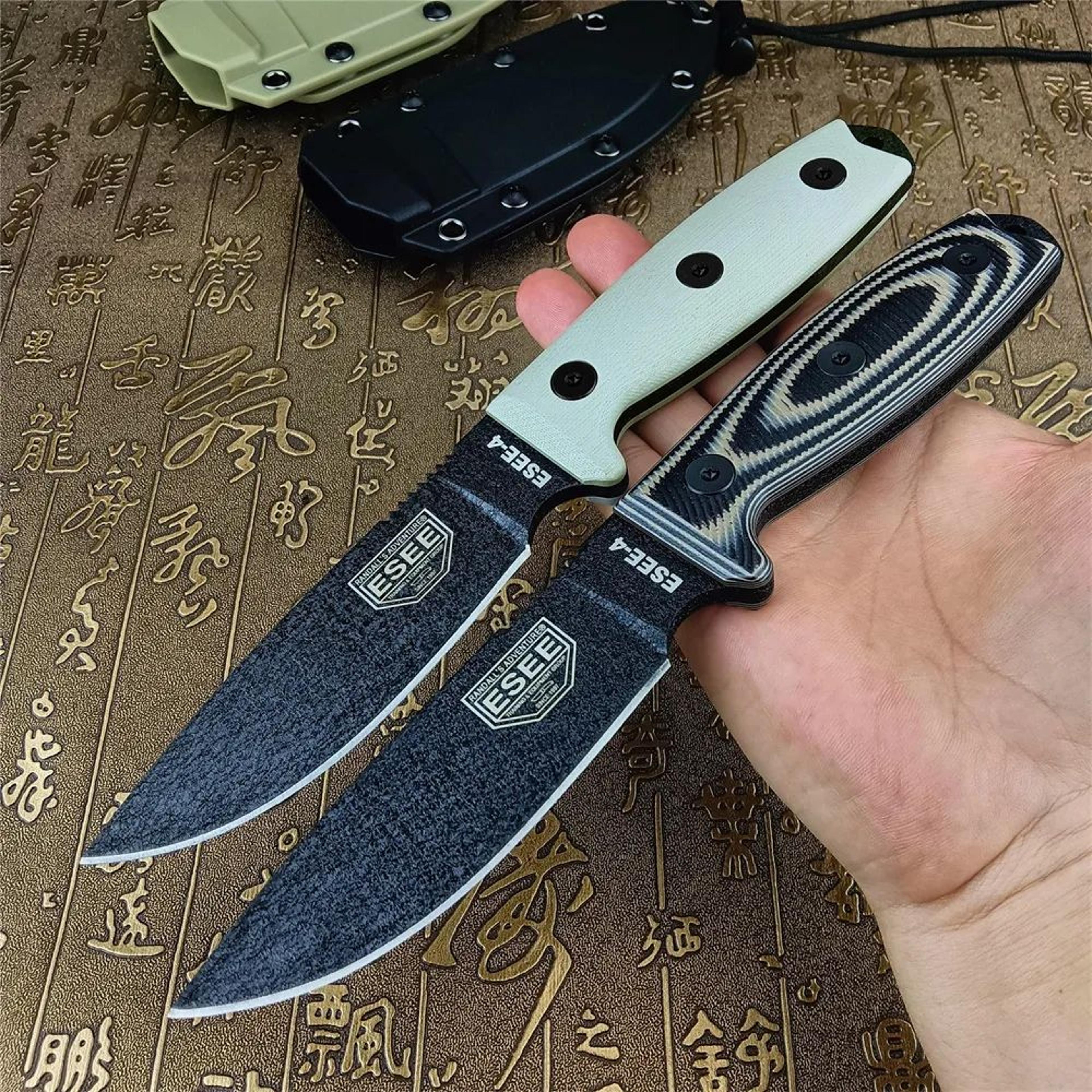 fixed blade hunting knife with steel blade and handle