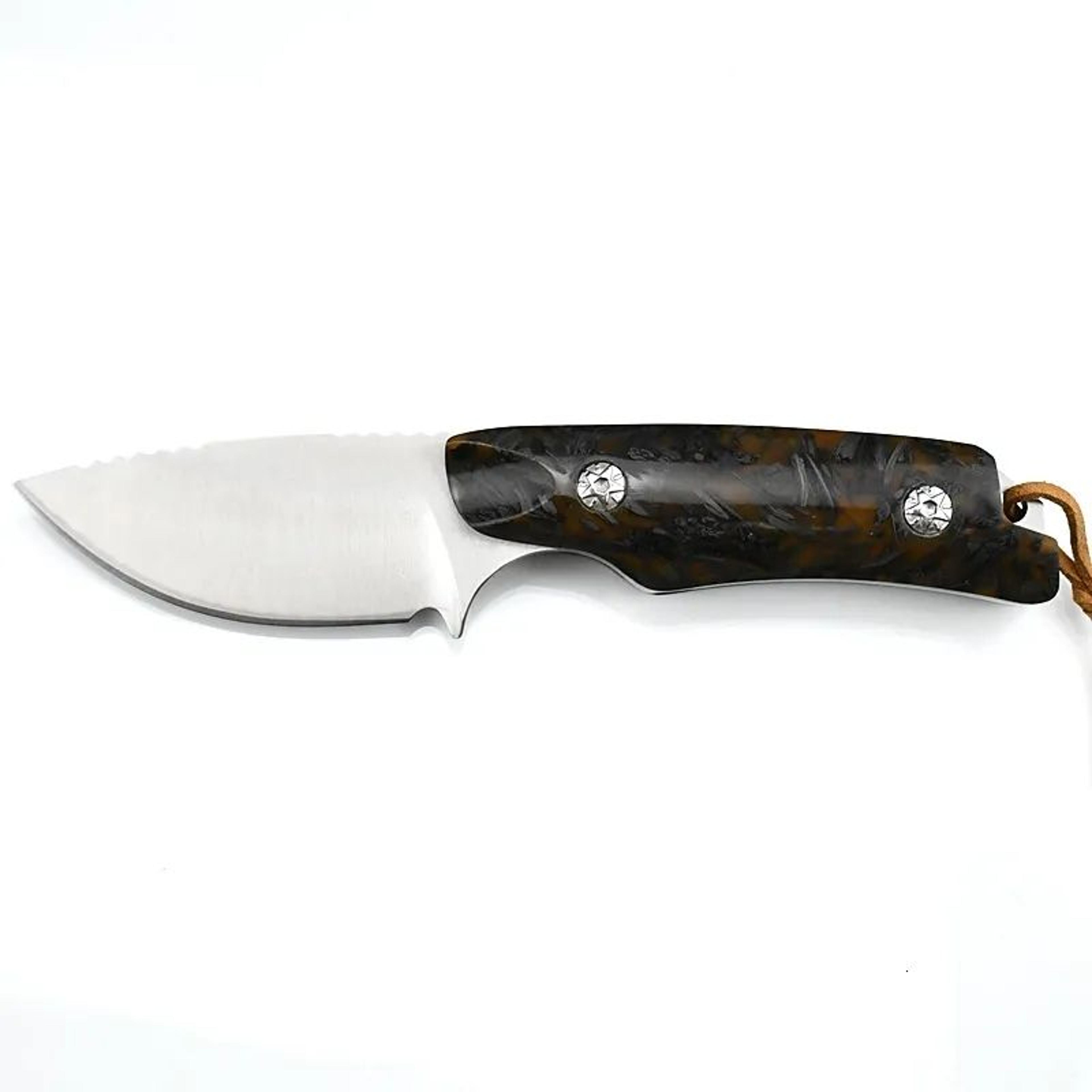compact fixed blade camping knife with steel blade and handle