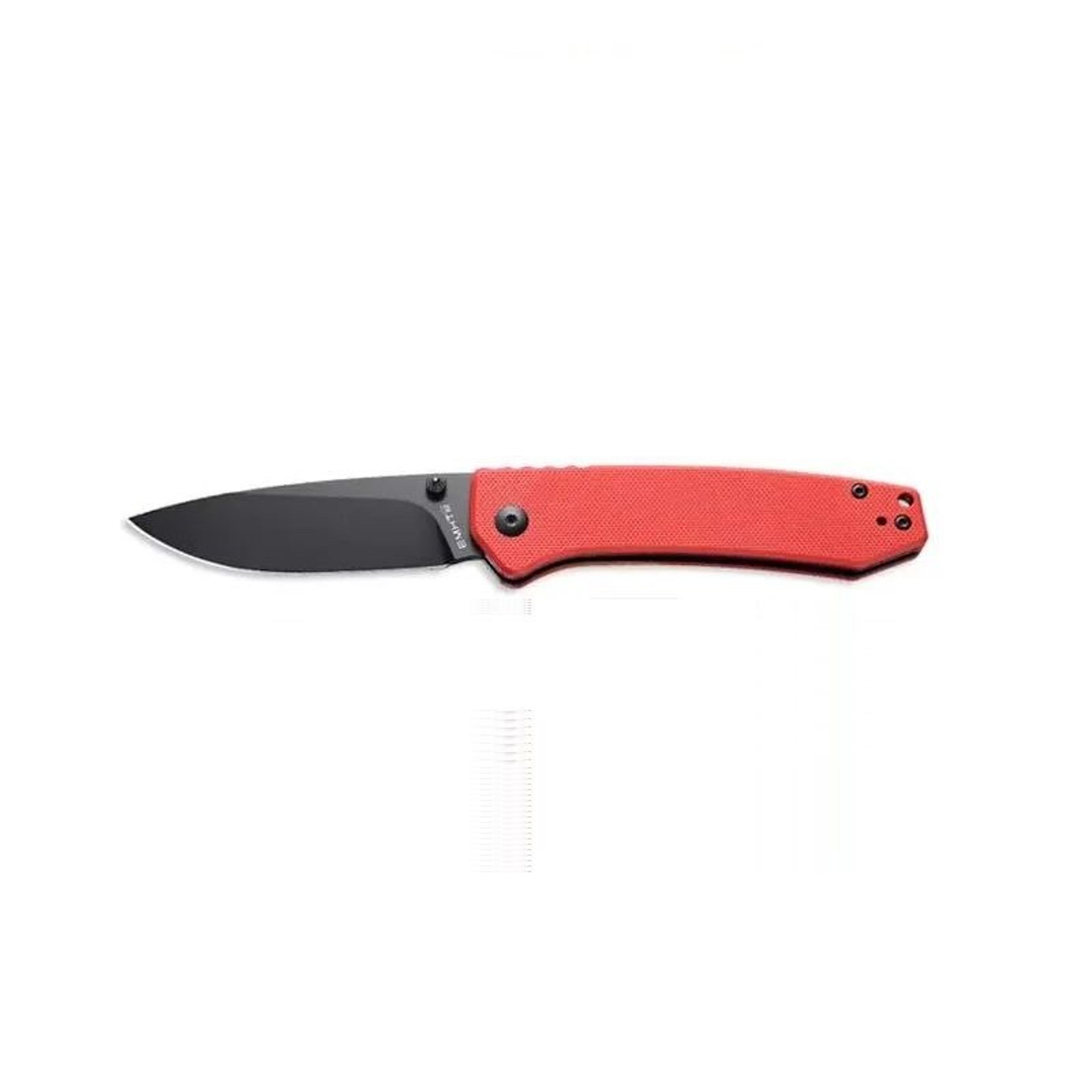 edc folding pocket knife with steel blade and red handle for camping