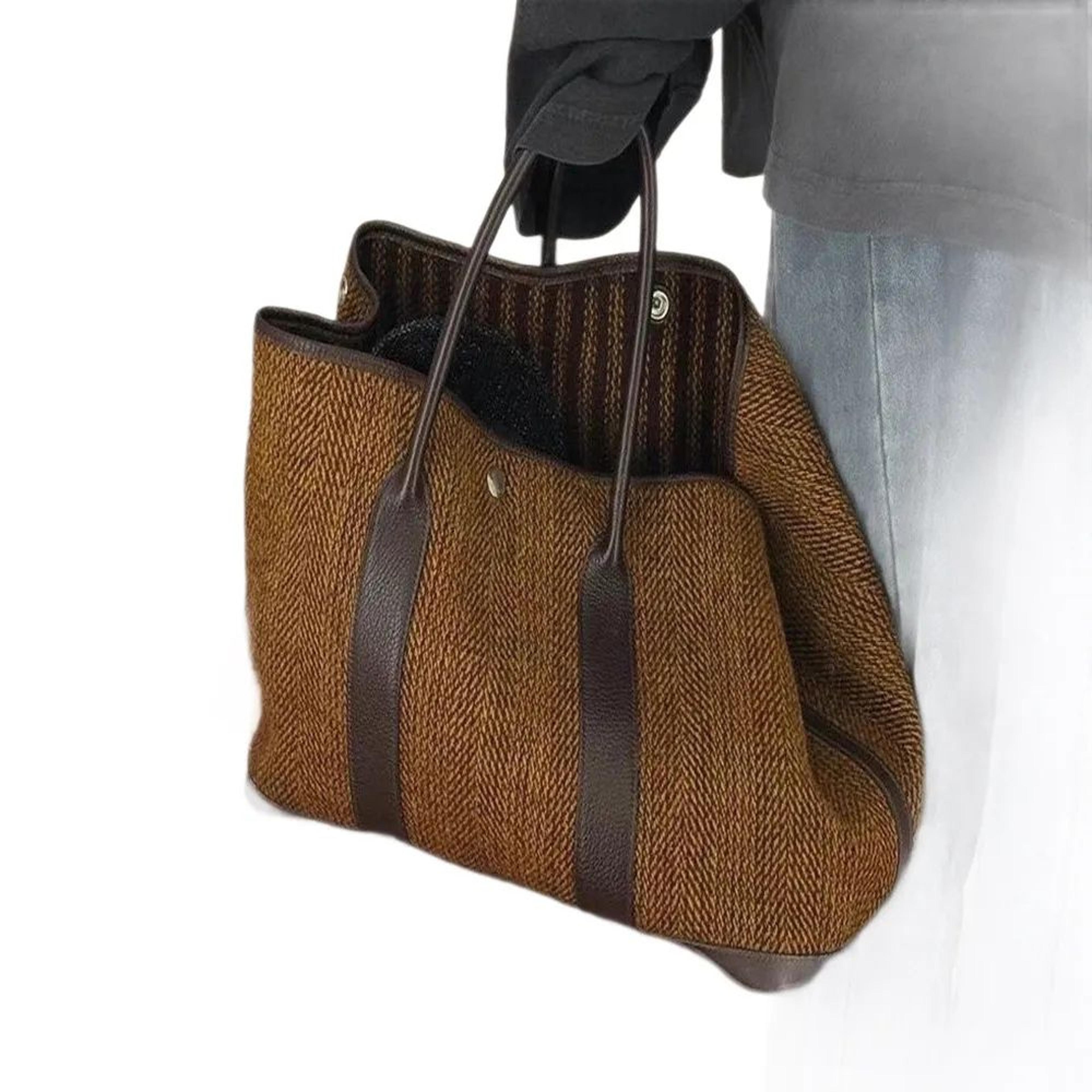 women's vintage woven tote bag large capacity dark brown shoulder handbag