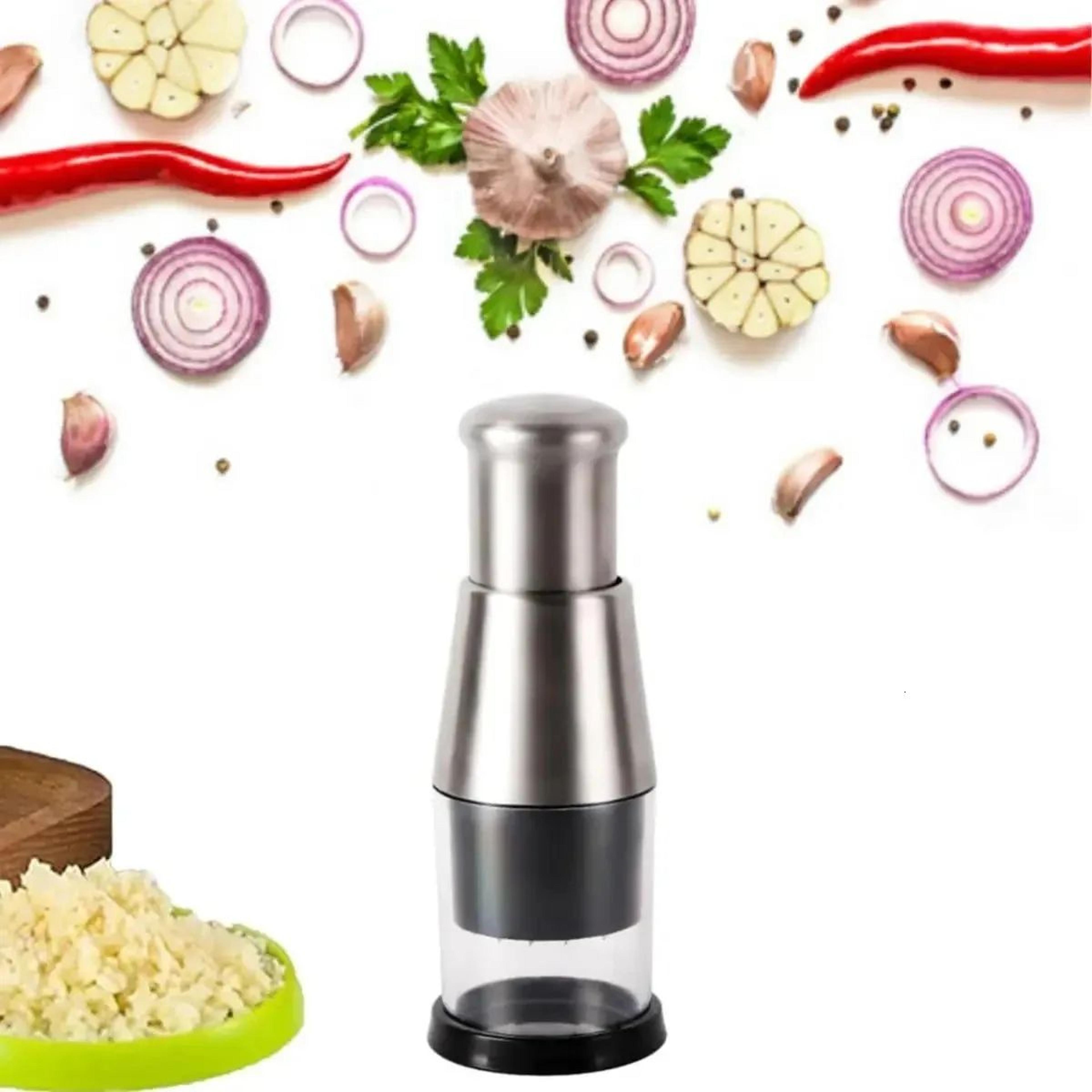 manual garlic chopper stainless steel handheld garlic press and vegetable slicer tool
