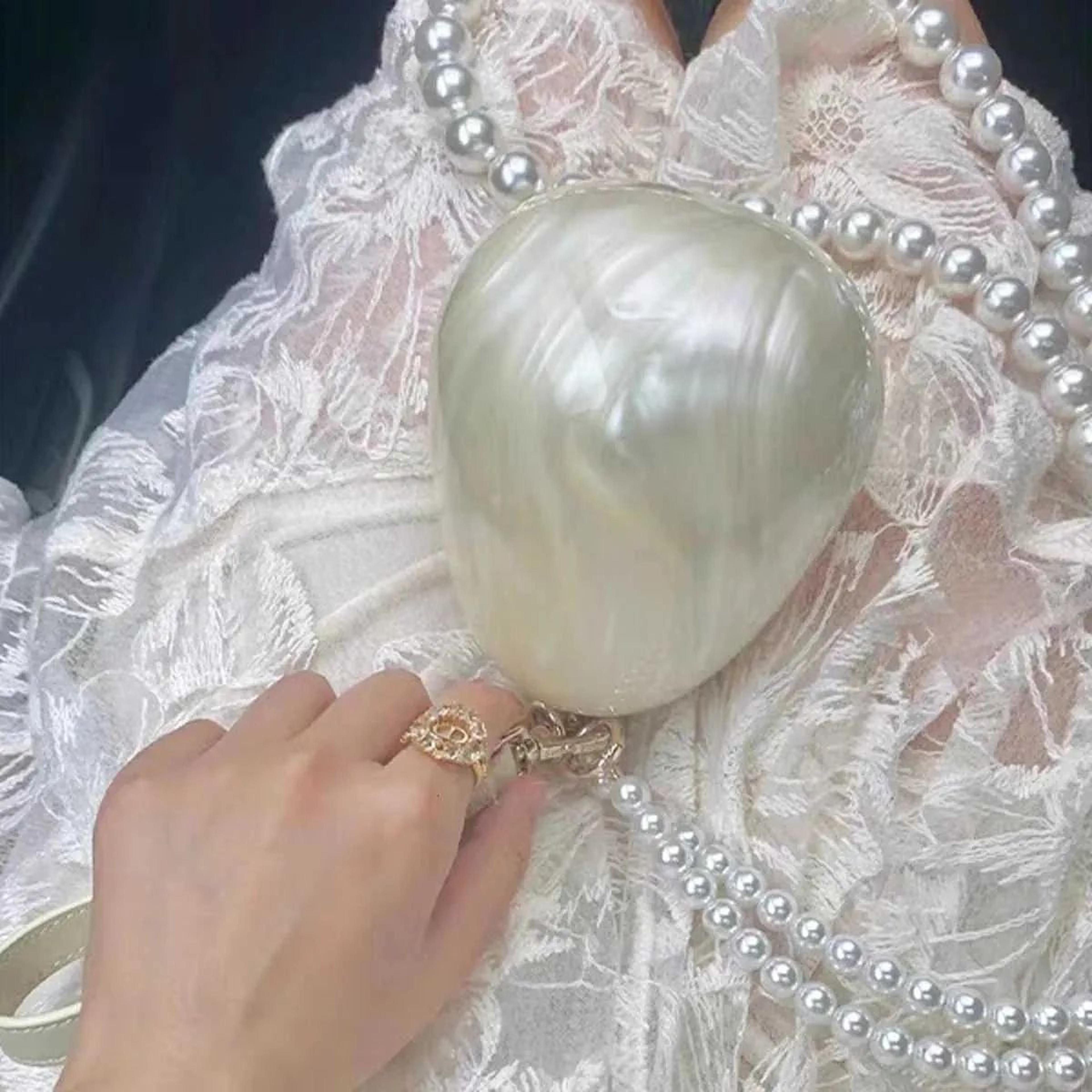 Womens Mini Egg Clutch Bag With Pearl Accents For Weddings And Parties 2