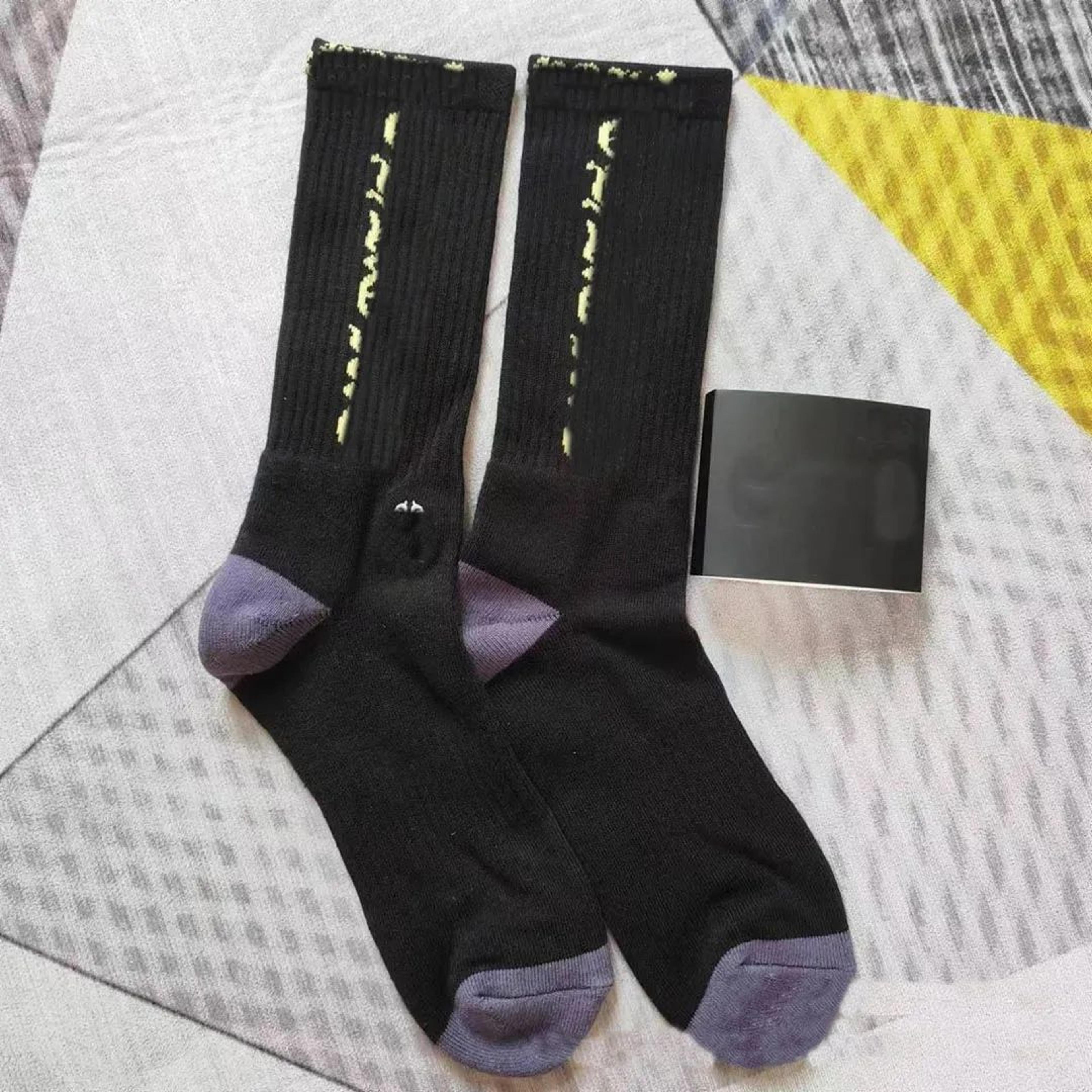 long white embroidered sports socks for fall and winter