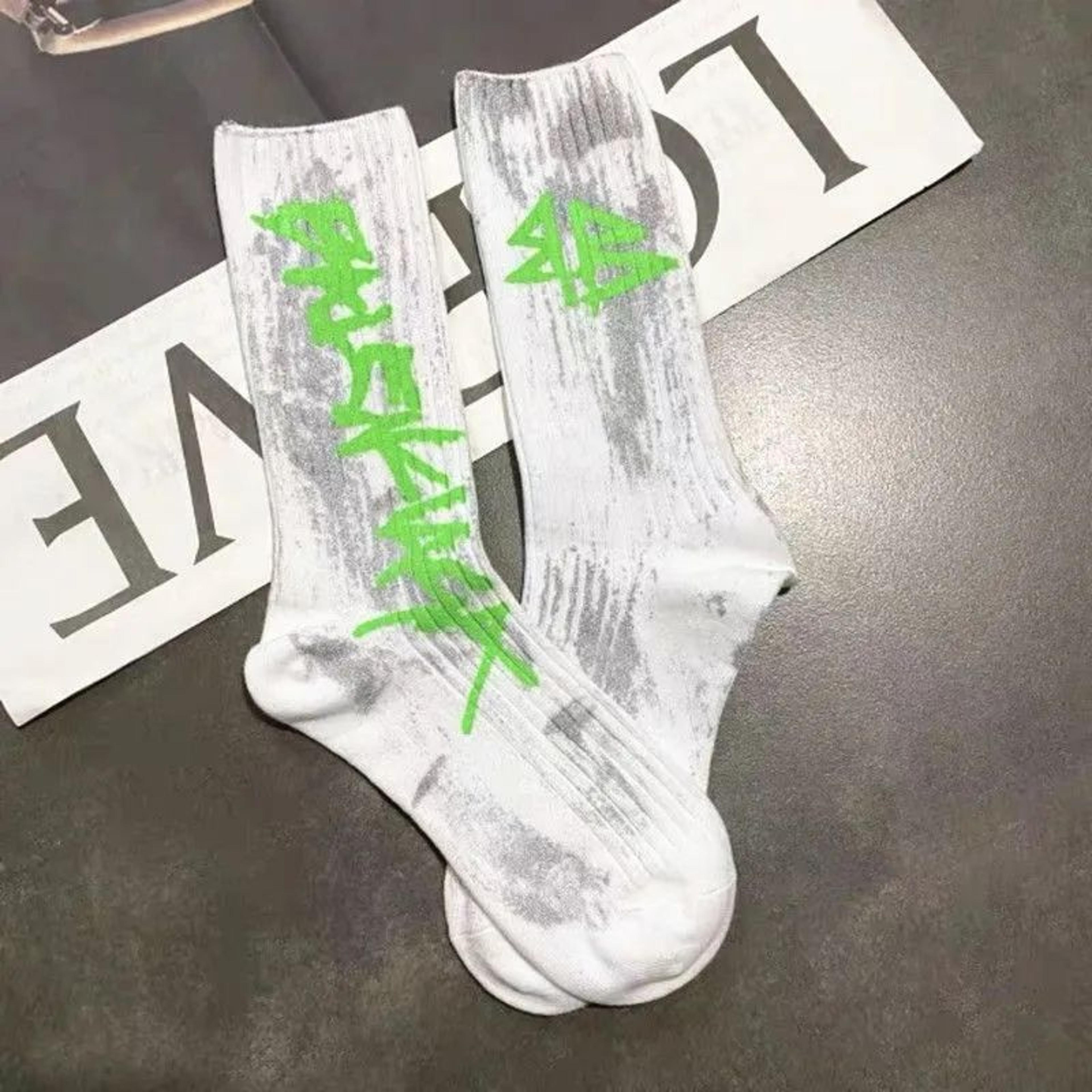 unisex cotton blend ankle socks with graffiti letter design