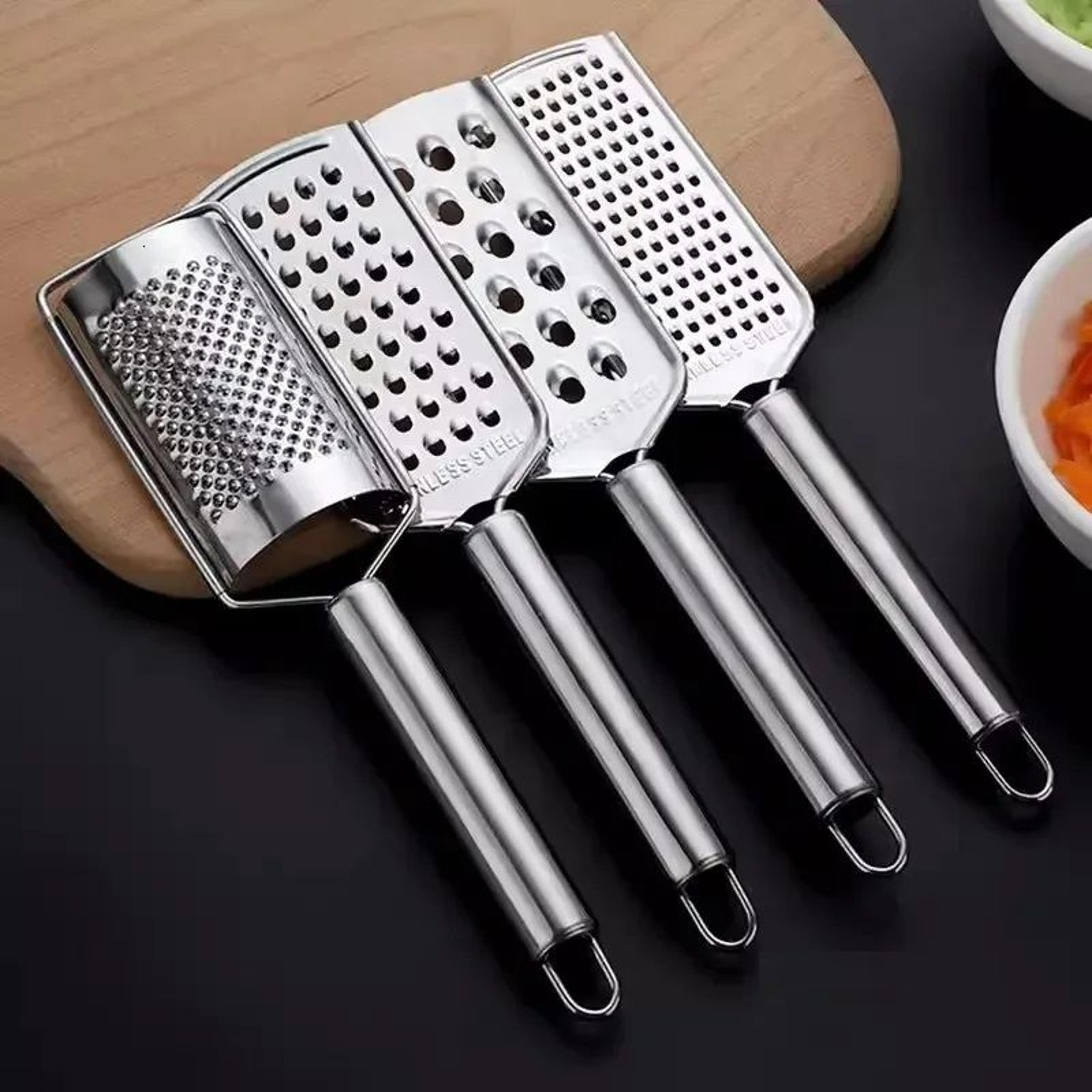 stainless steel handheld cheese grater and vegetable shredder kitchen tool