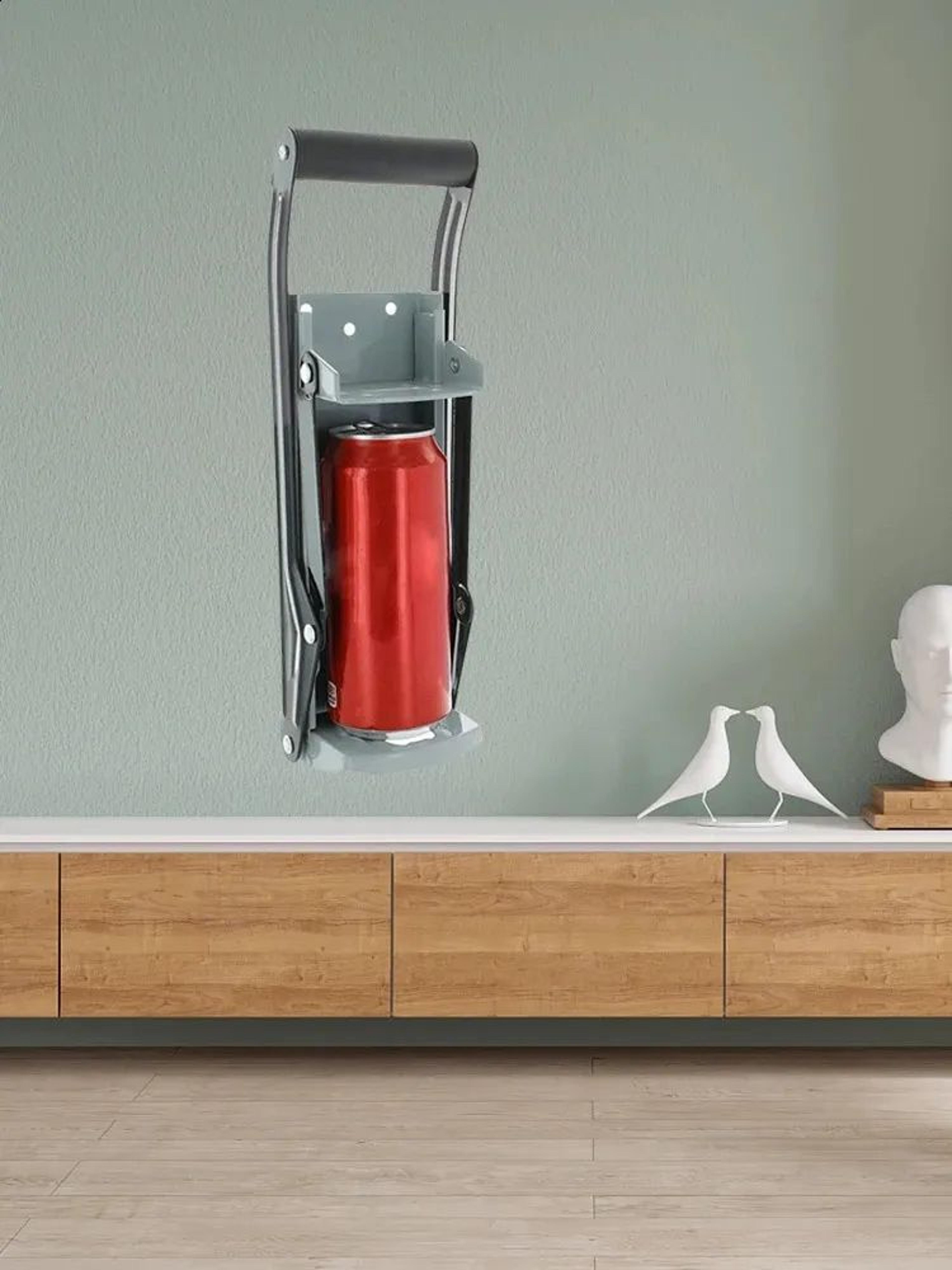 wall mounted can crusher for aluminum cans and recycling bin organization