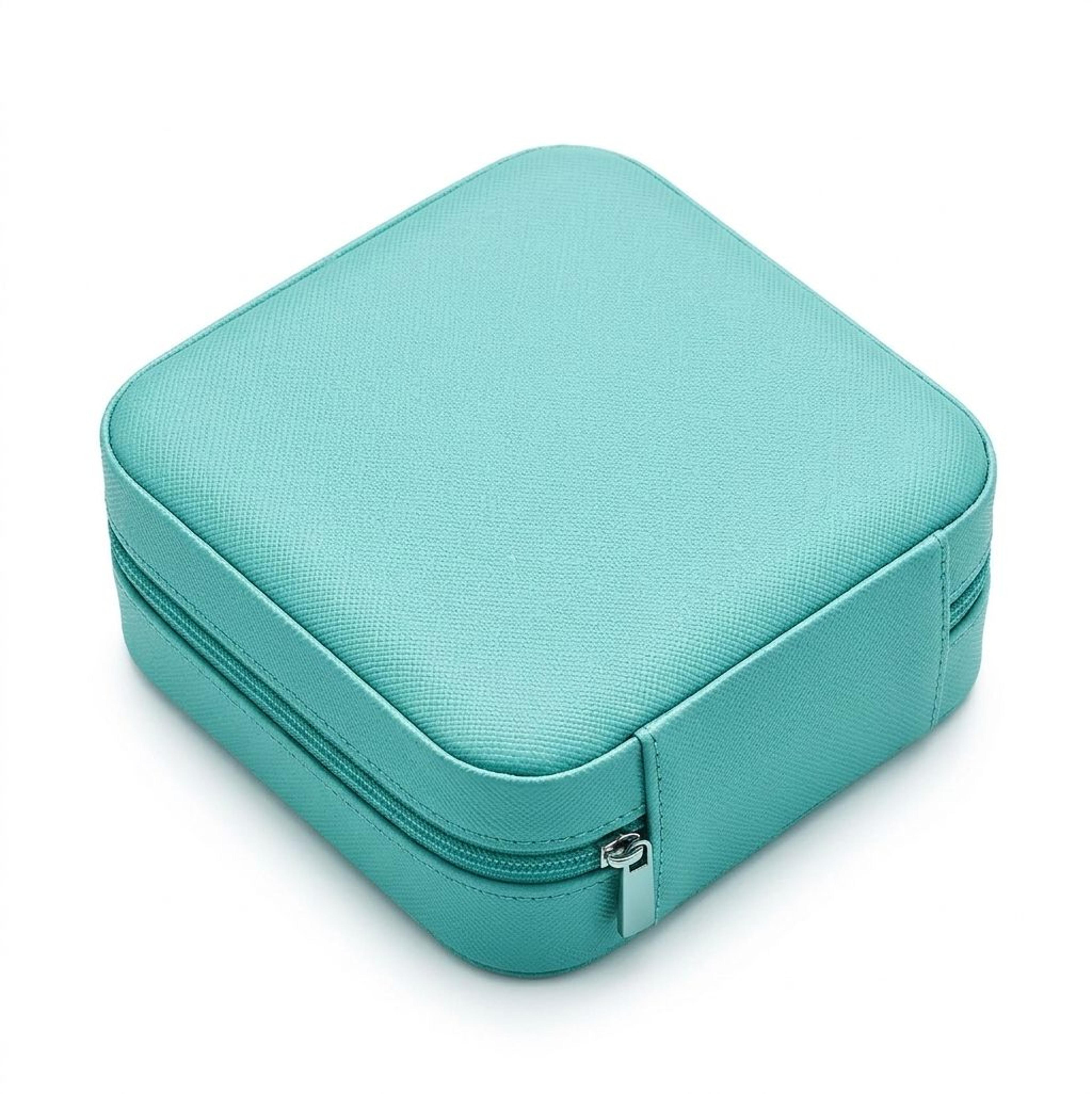 wooden jewelry storage box with t letter print and blue lacquered finish