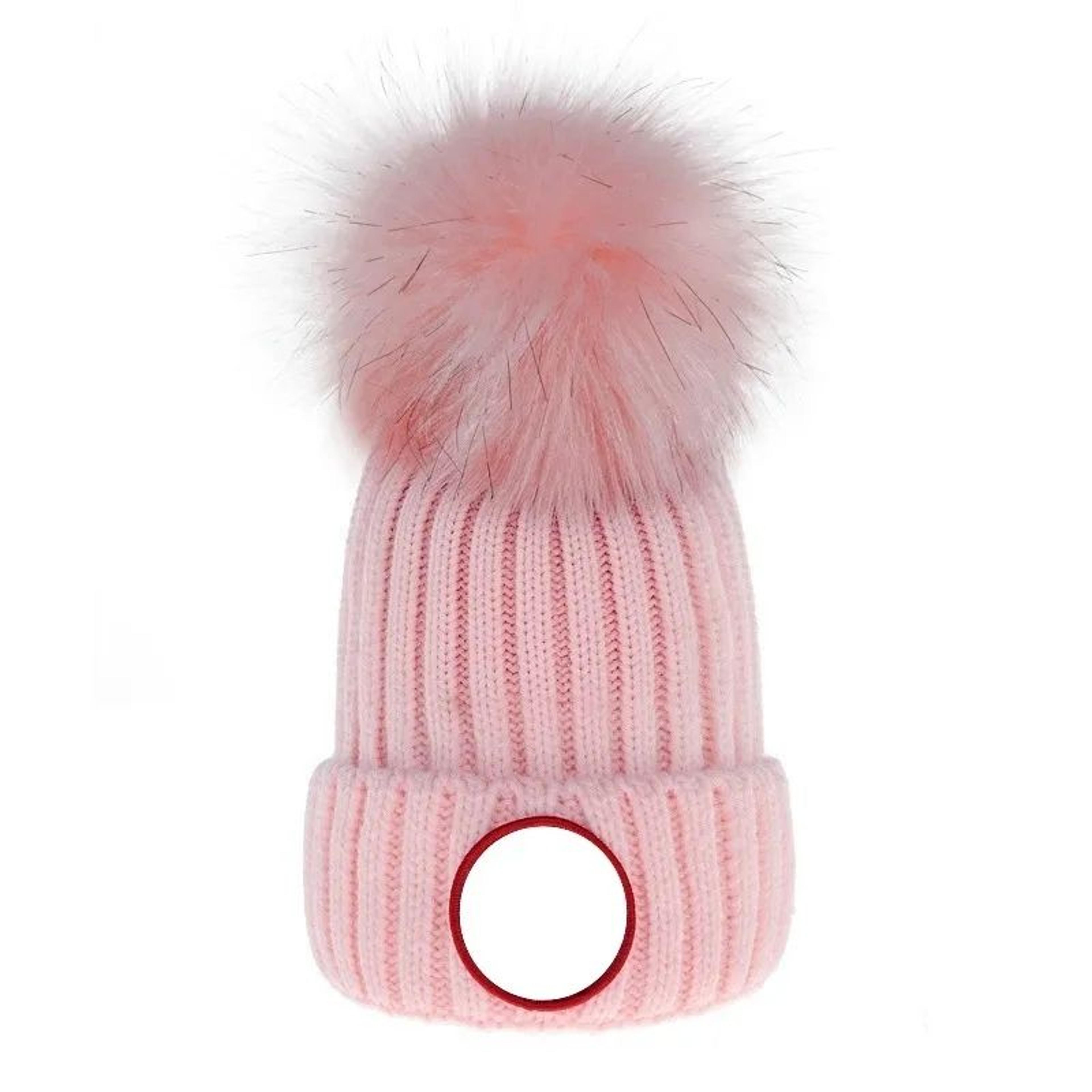 winter knit beanie hat for men and women with faux fur pom pom