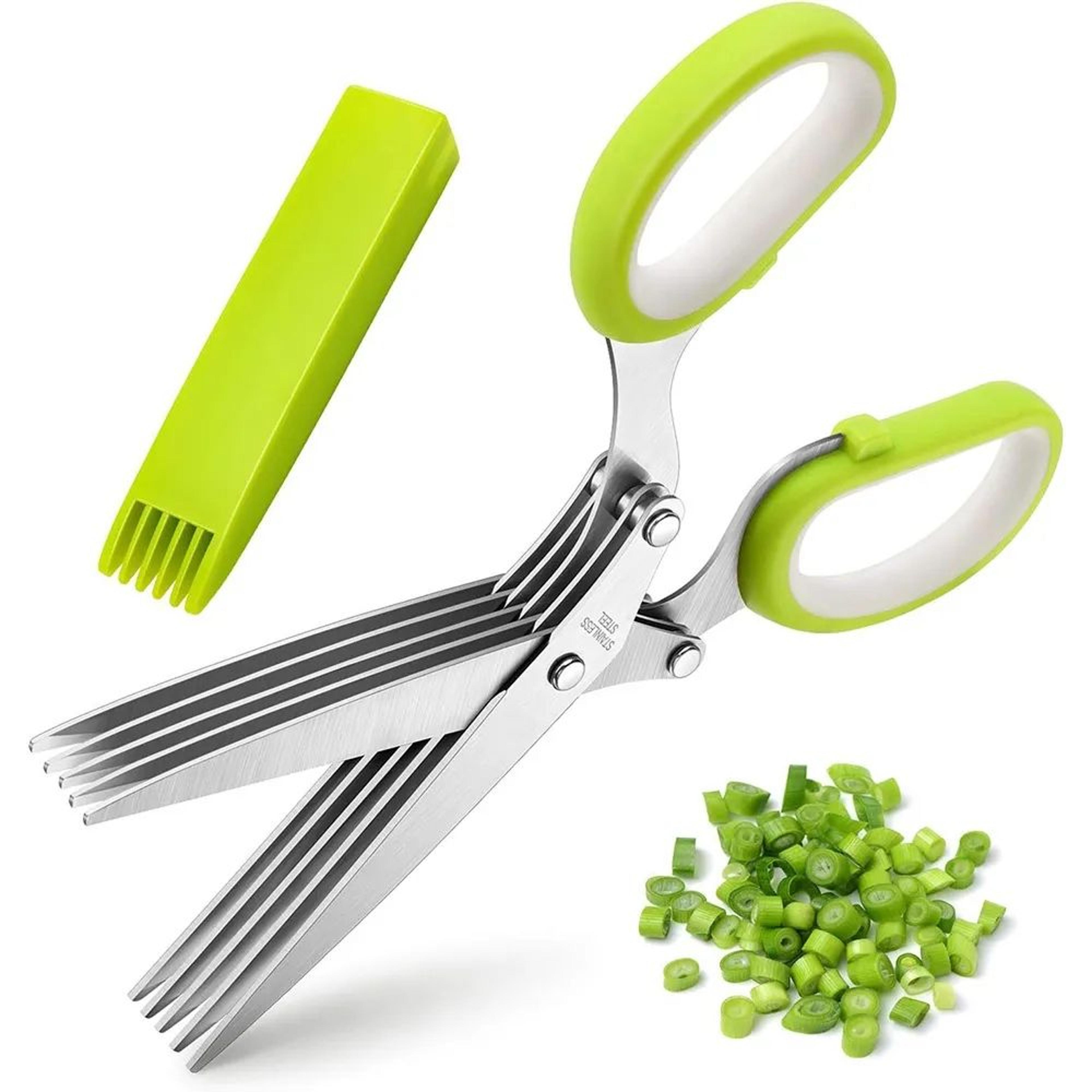 blade herb scissors stainless steel kitchen shears with protective cover