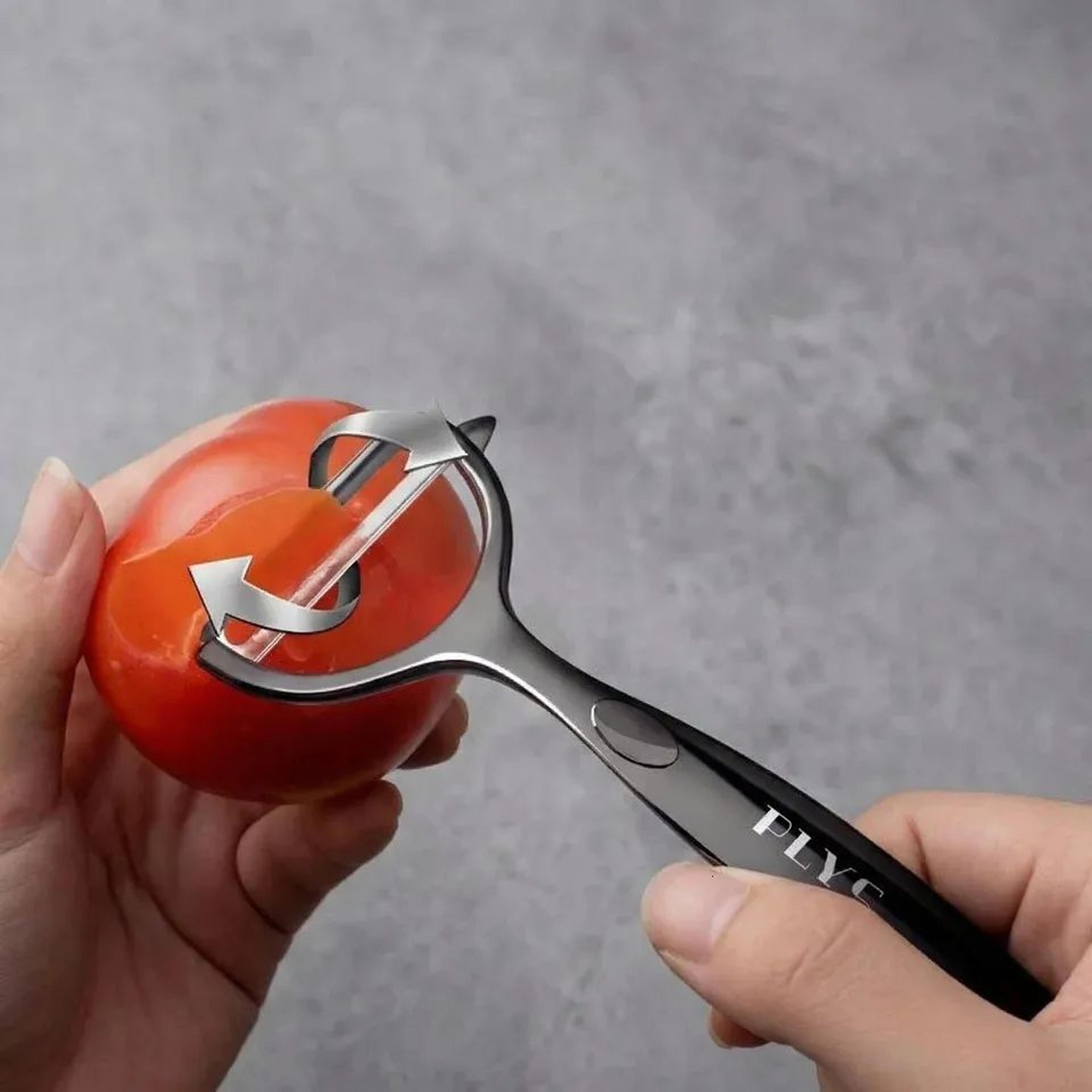 stainless steel vegetable peeler with ergonomic handle for potatoes and fruits