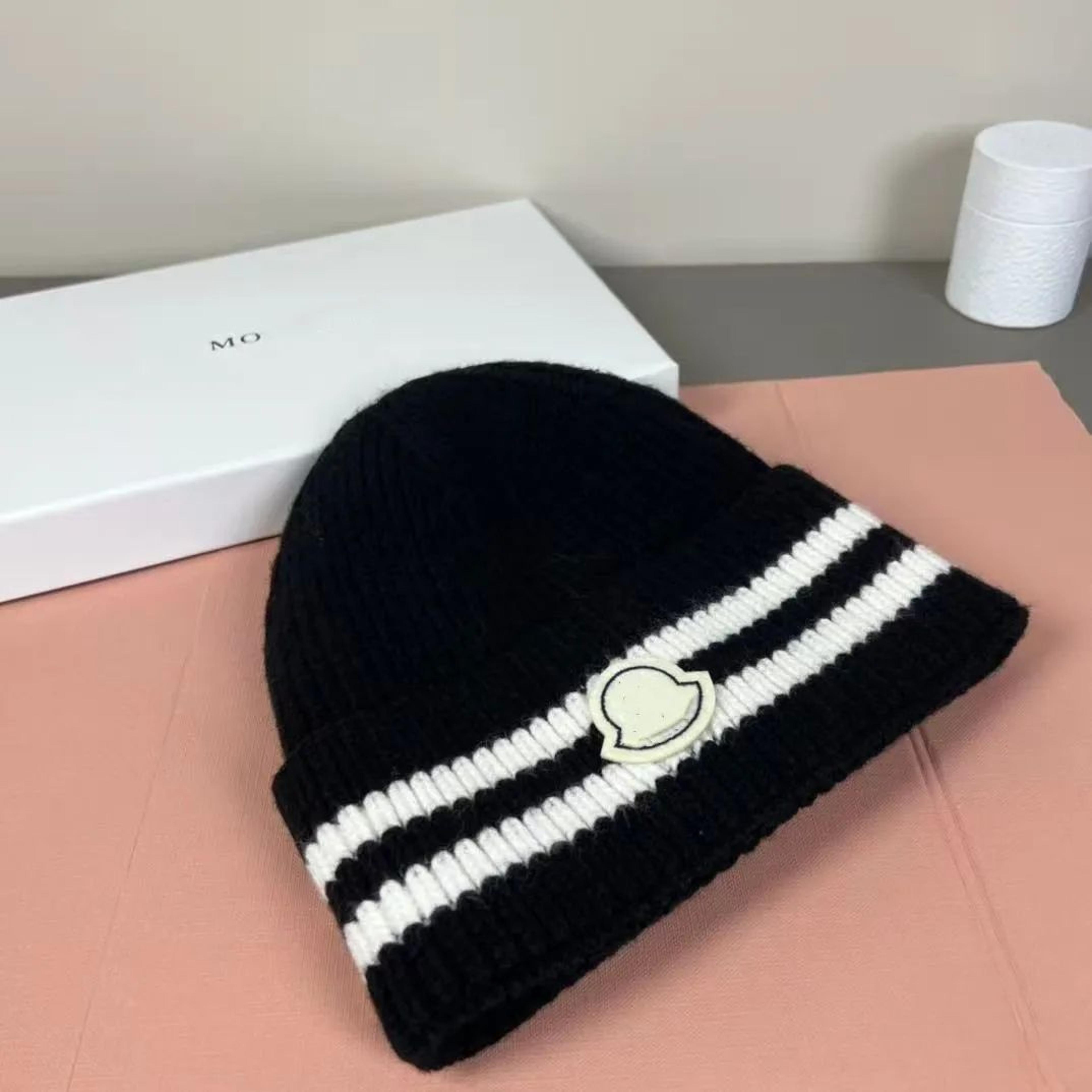 unisex cotton knit beanie hat with printed design for fall and winter