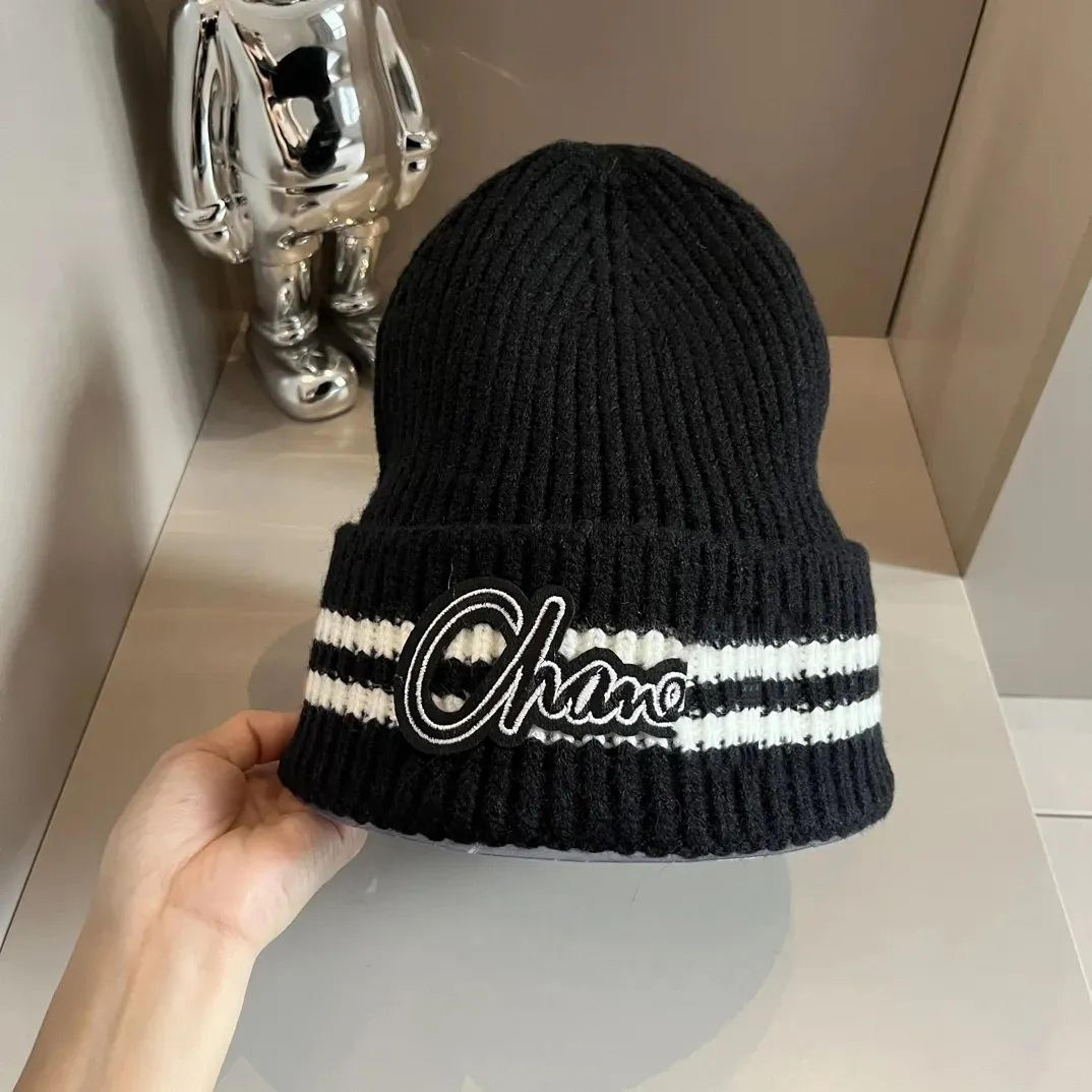 unisex knitted beanie hat with letter print for casual winter streetwear