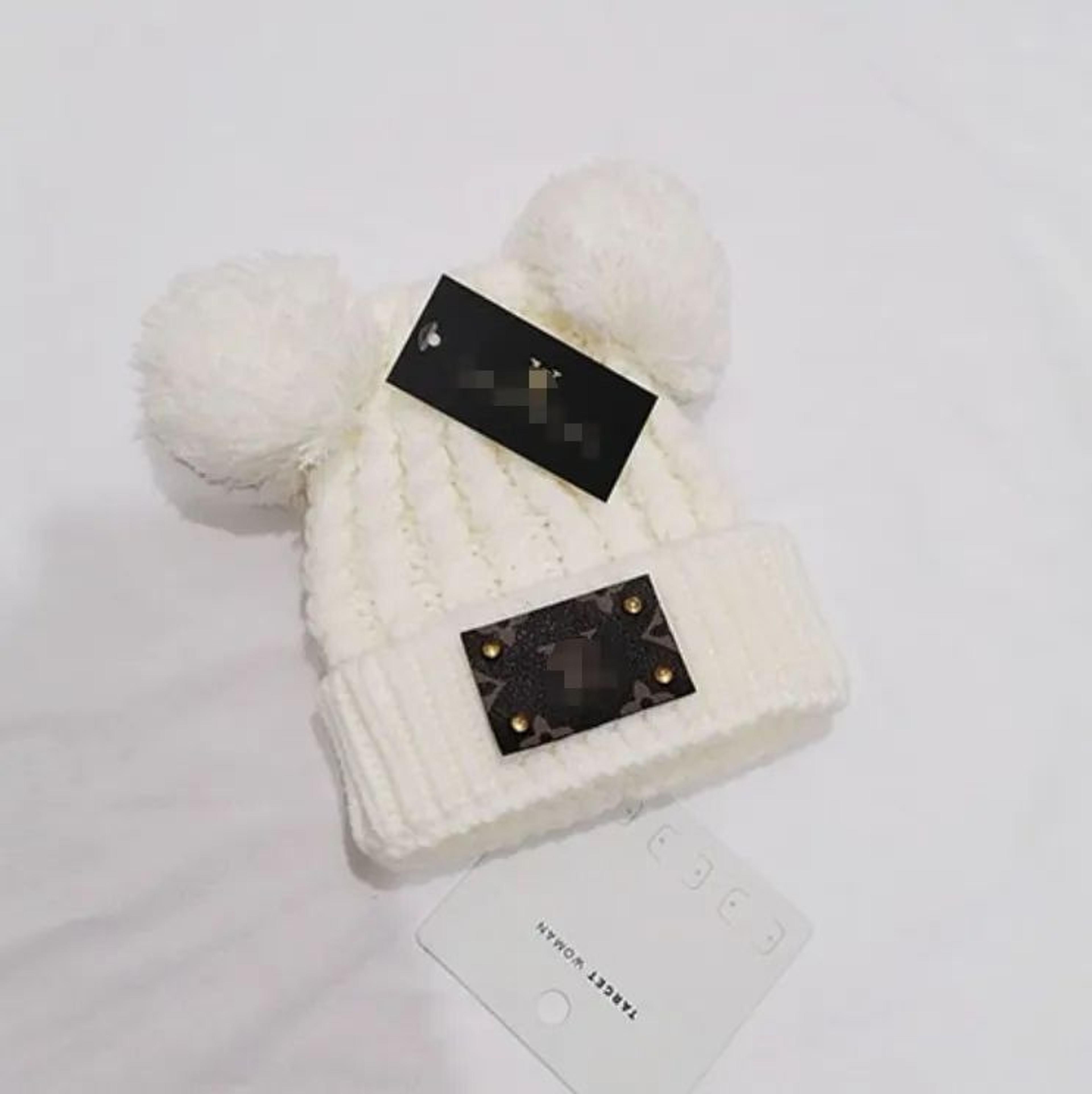 kids winter knit beanie hat with faux fur pom poms for boys and girls