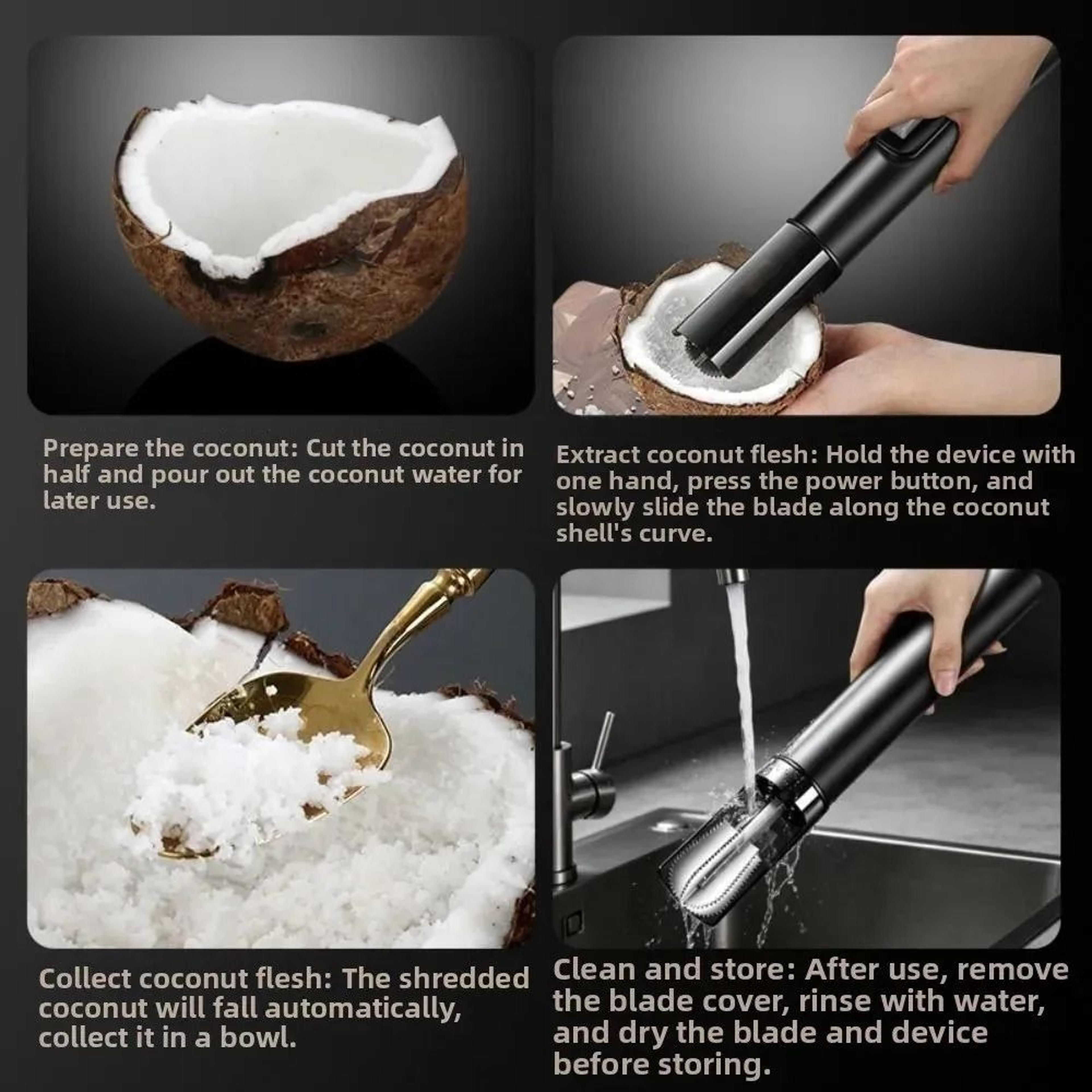 Electric Coconut Meat Grater Rechargeable Handheld Scraper With Anti Splash Design 4