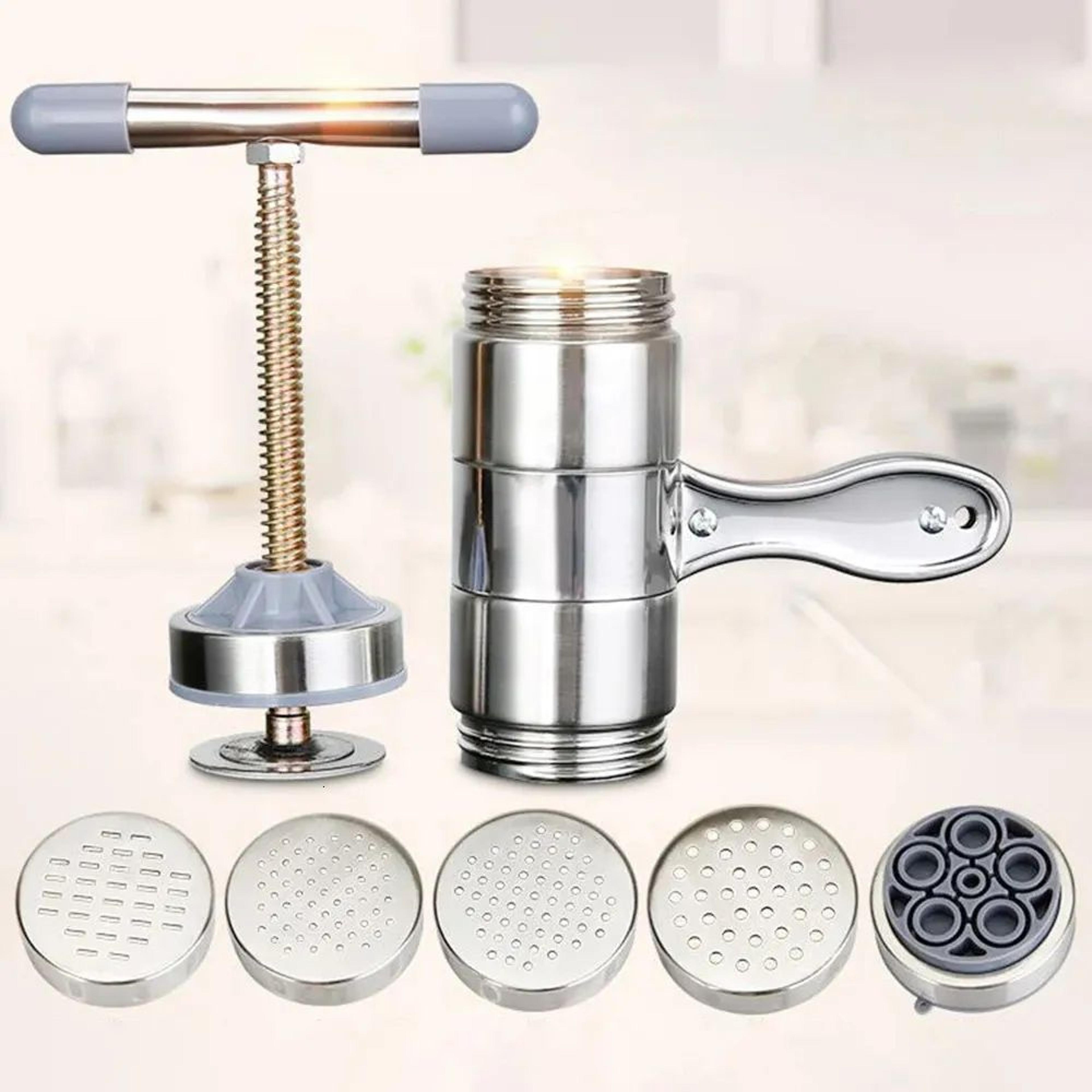 Stainless Steel Manual Noodle Maker With Hand Crank And Interchangeable Molds 4