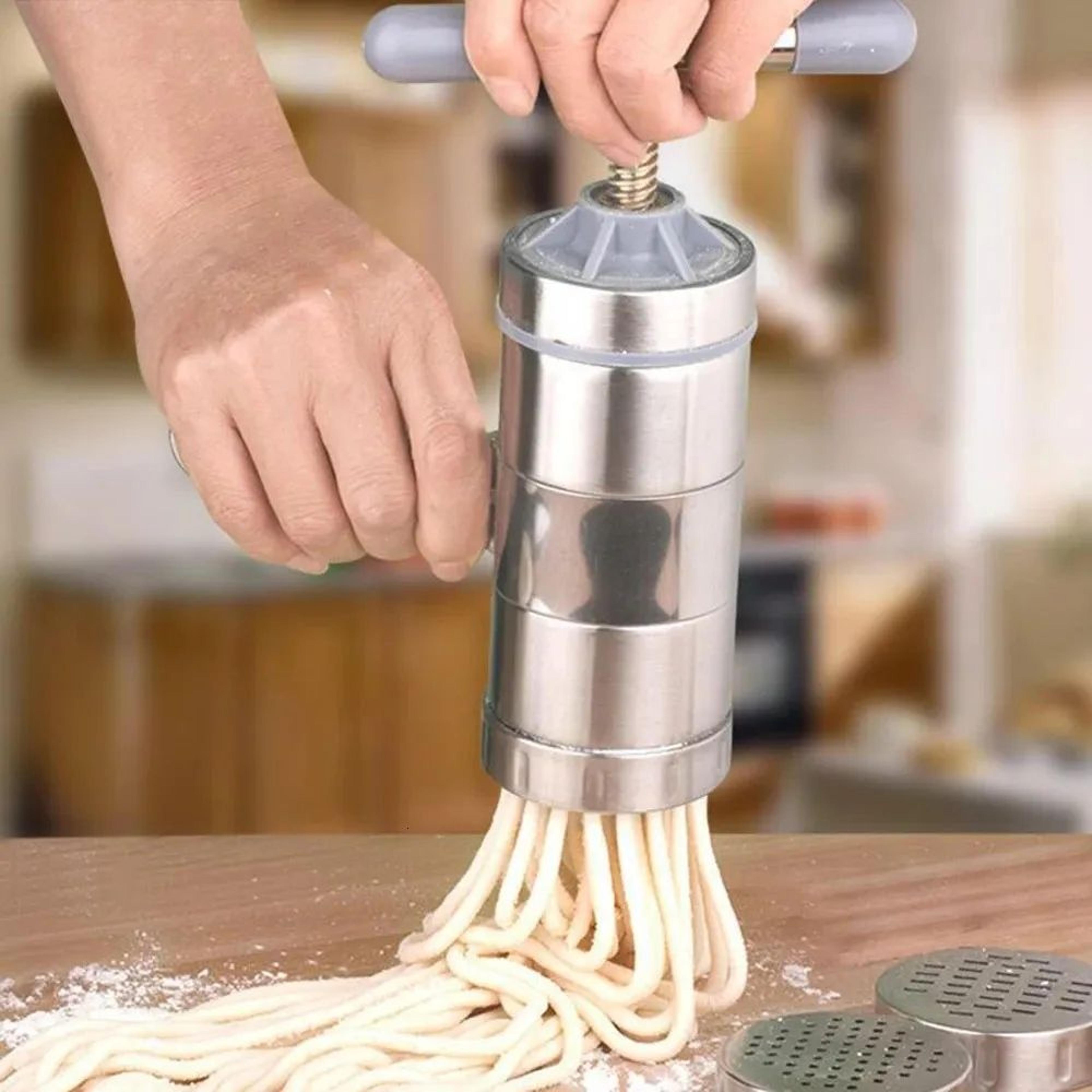 Stainless Steel Manual Noodle Maker With Hand Crank And Interchangeable Molds 1
