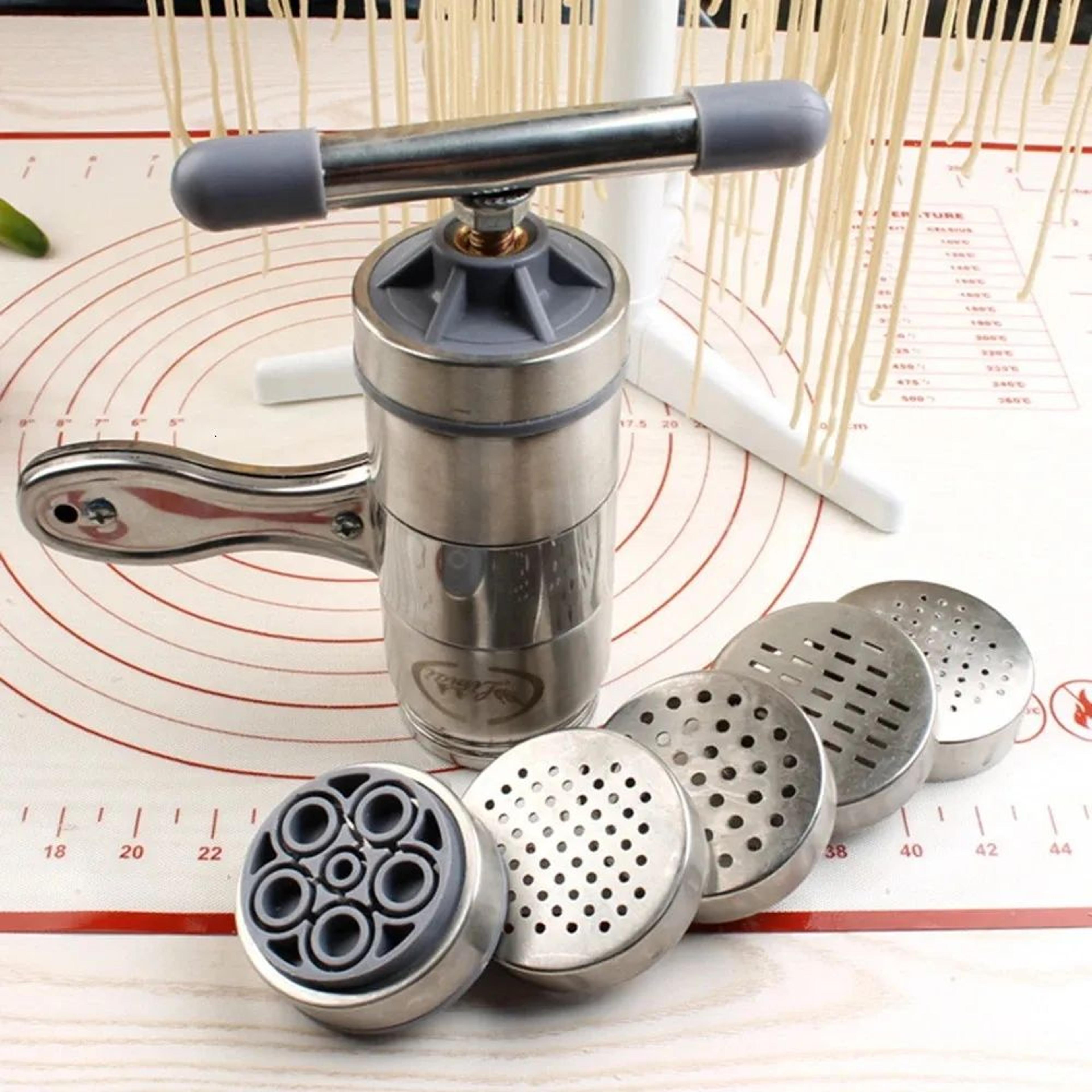 Stainless Steel Manual Noodle Maker With Hand Crank And Interchangeable Molds 3
