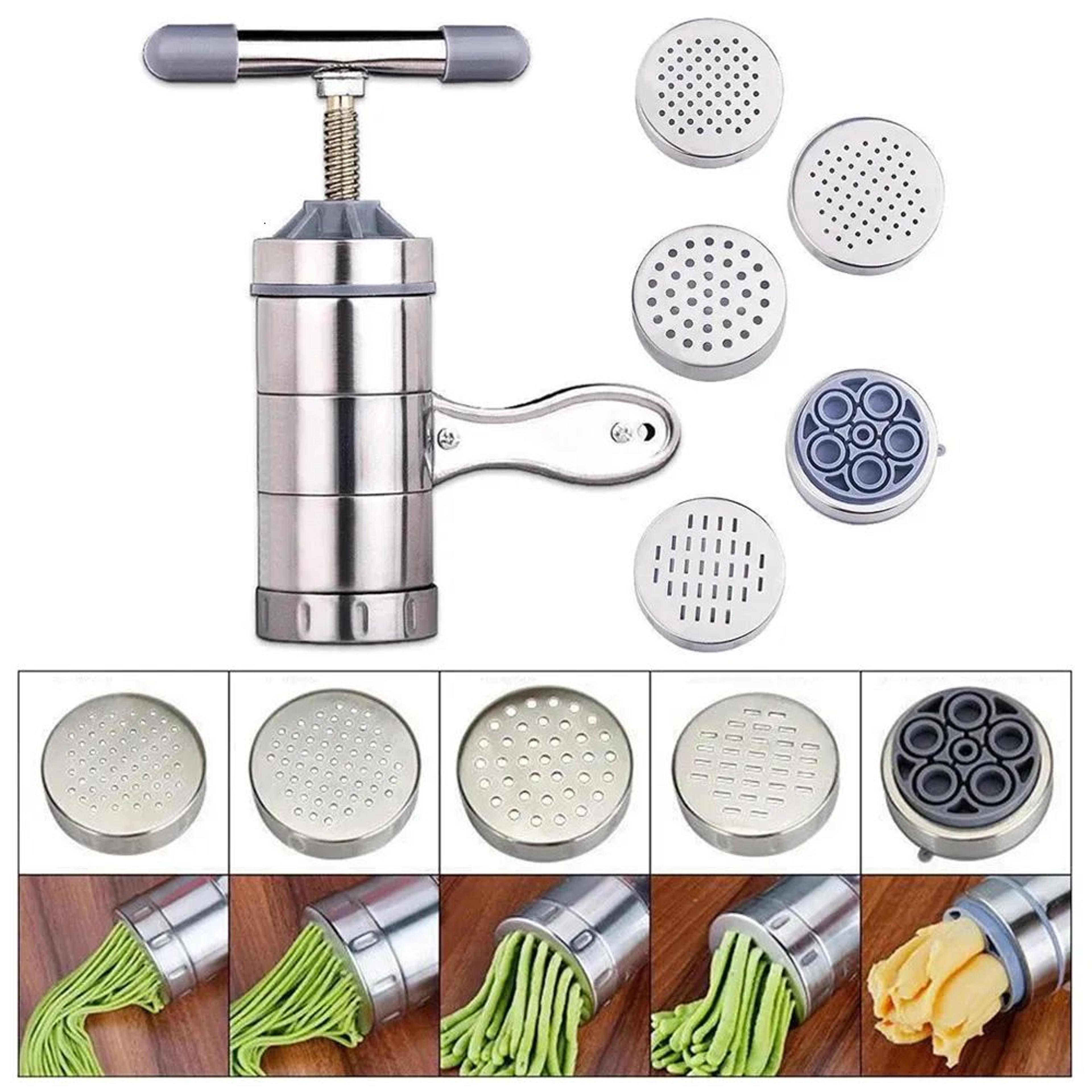 Stainless Steel Manual Noodle Maker With Hand Crank And Interchangeable Molds 5