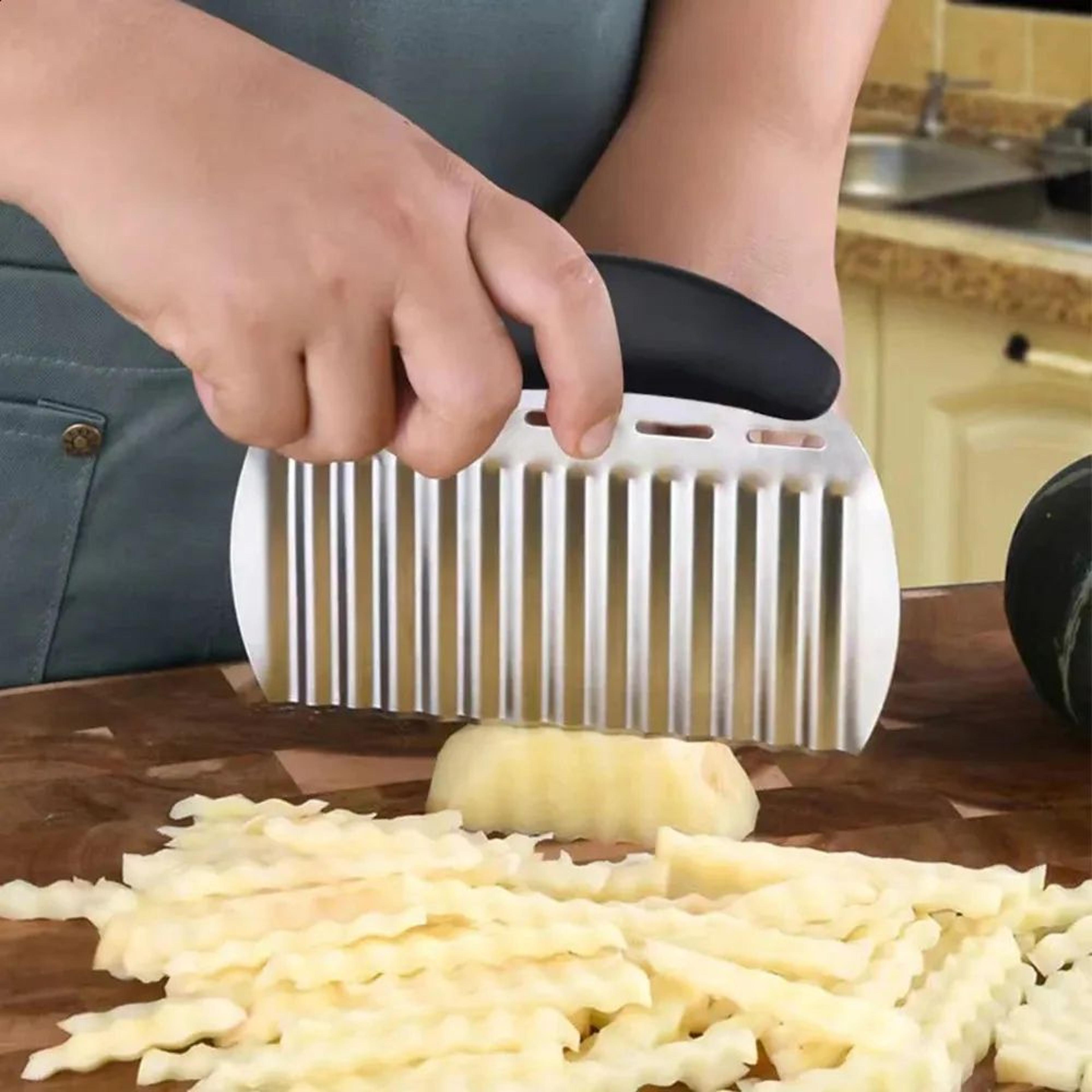 stainless steel crinkle cutter knife for potatoes and vegetables with wavy blade
