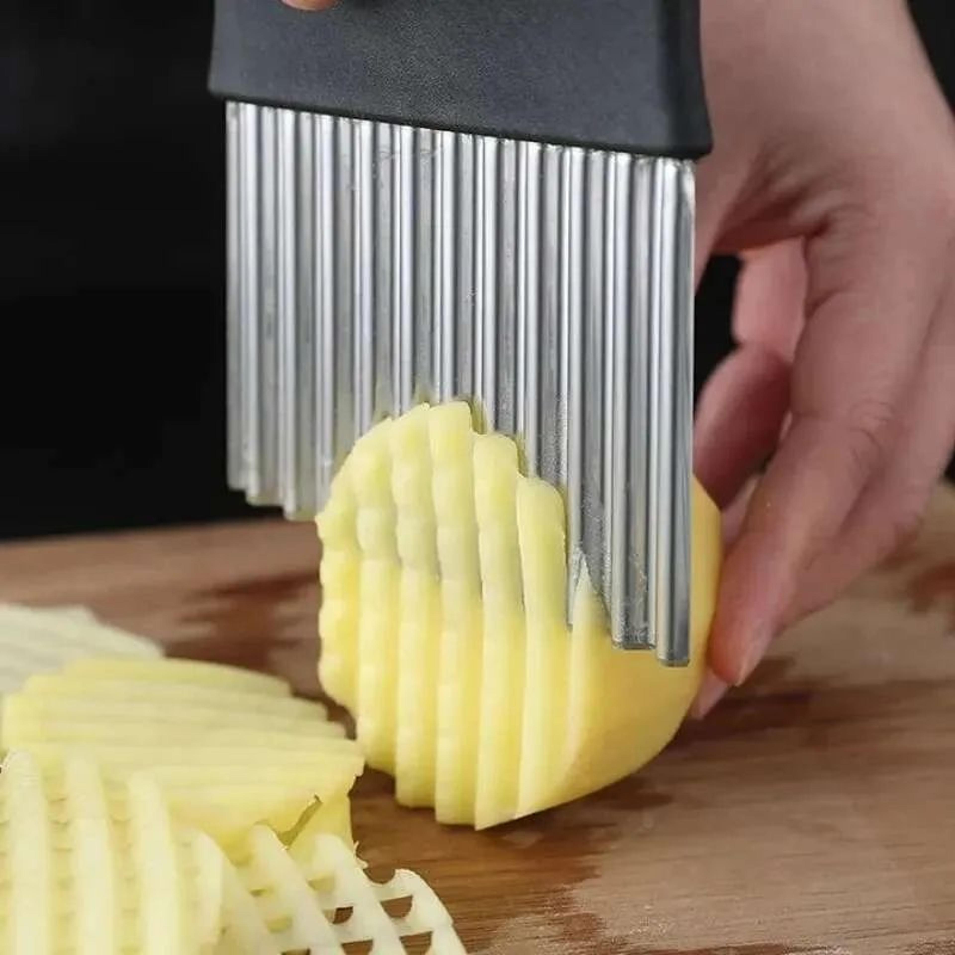 Stainless Steel Crinkle Cutter Wavy Potato Slicer For Vegetables Fruits And Dough 5